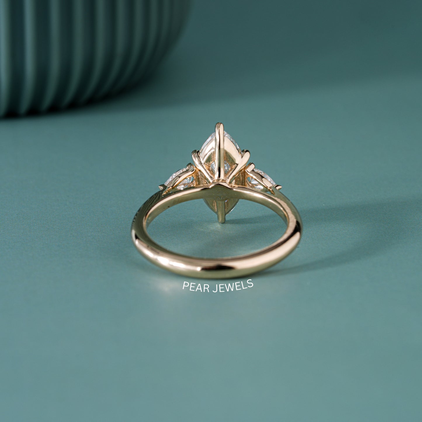 1.80Ct Marquise & Pear Three Stone Labgrown Diamond Engagement Ring