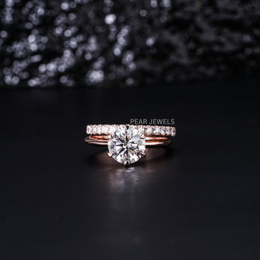 1.5ct Solitaire Ring With Round Eternity Wedding Band - Pear Jewels