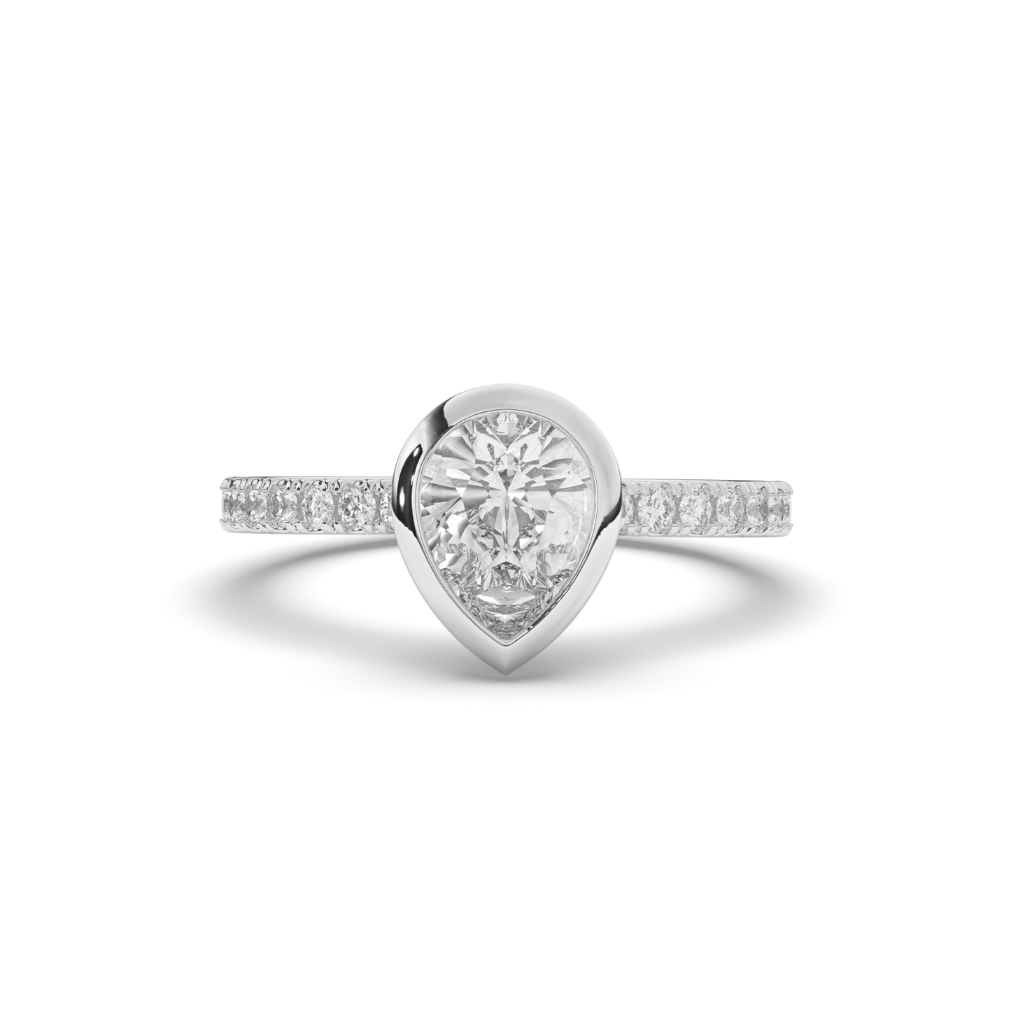 Pear Bezel Lab-Grown Diamond Engagement Ring - Pear Jewels