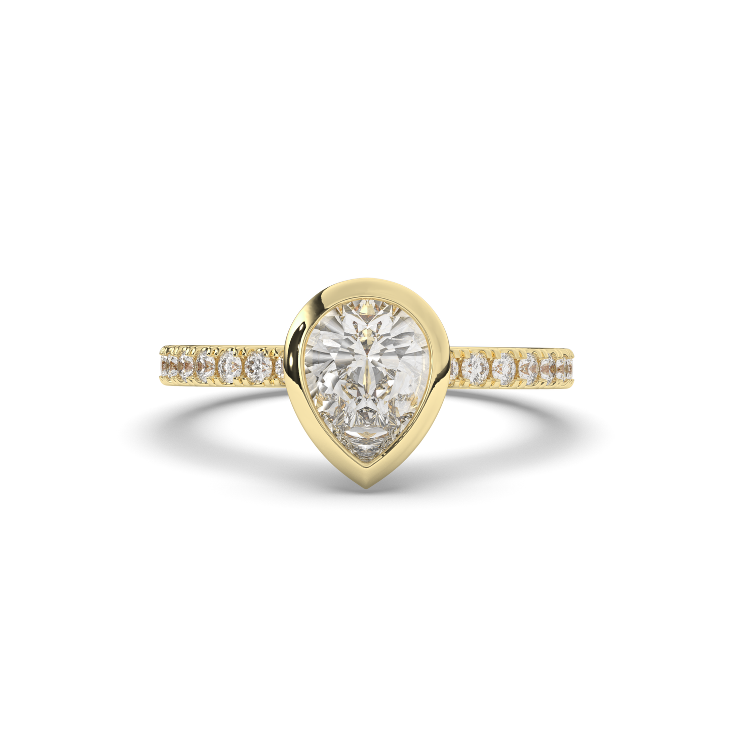 Pear Bezel Lab-Grown Diamond Engagement Ring - Pear Jewels