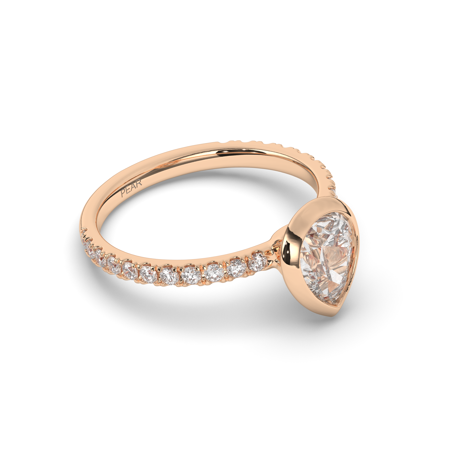 Pear Bezel Lab-Grown Diamond Engagement Ring - Pear Jewels
