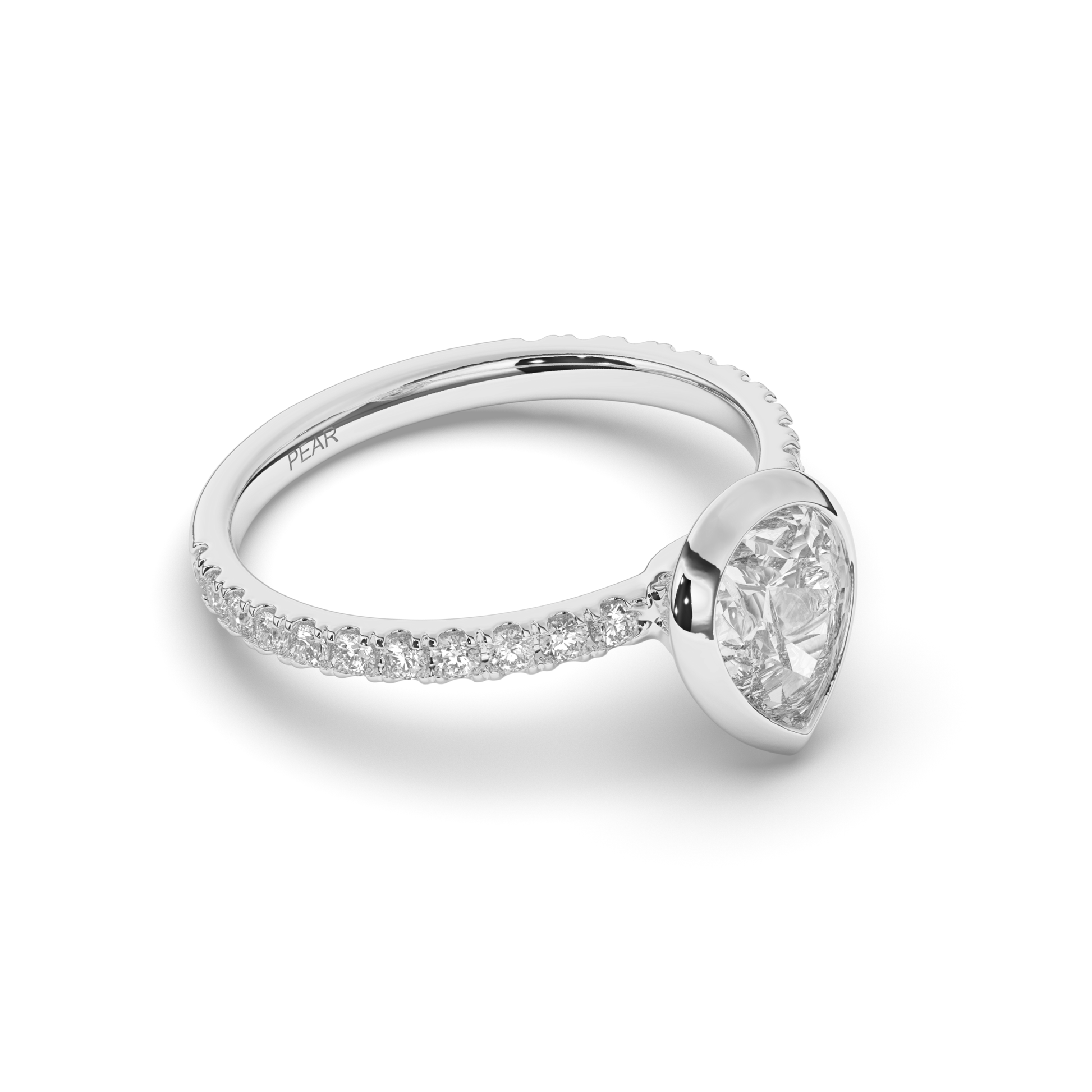 Pear Bezel Lab-Grown Diamond Engagement Ring - Pear Jewels