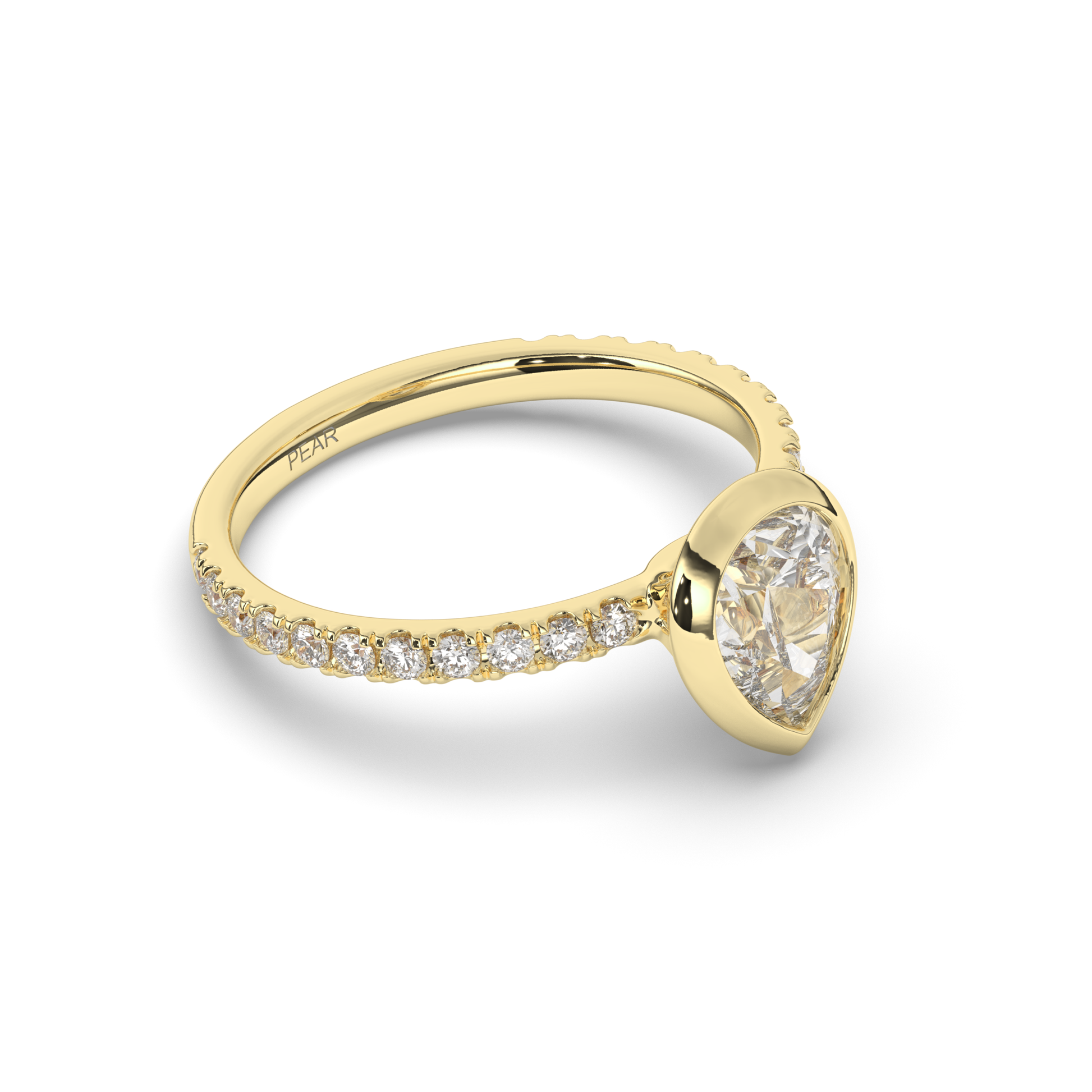 Pear Bezel Lab-Grown Diamond Engagement Ring - Pear Jewels
