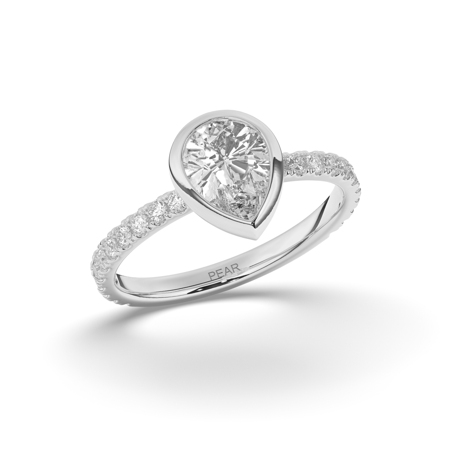 Pear Bezel Lab-Grown Diamond Engagement Ring - Pear Jewels