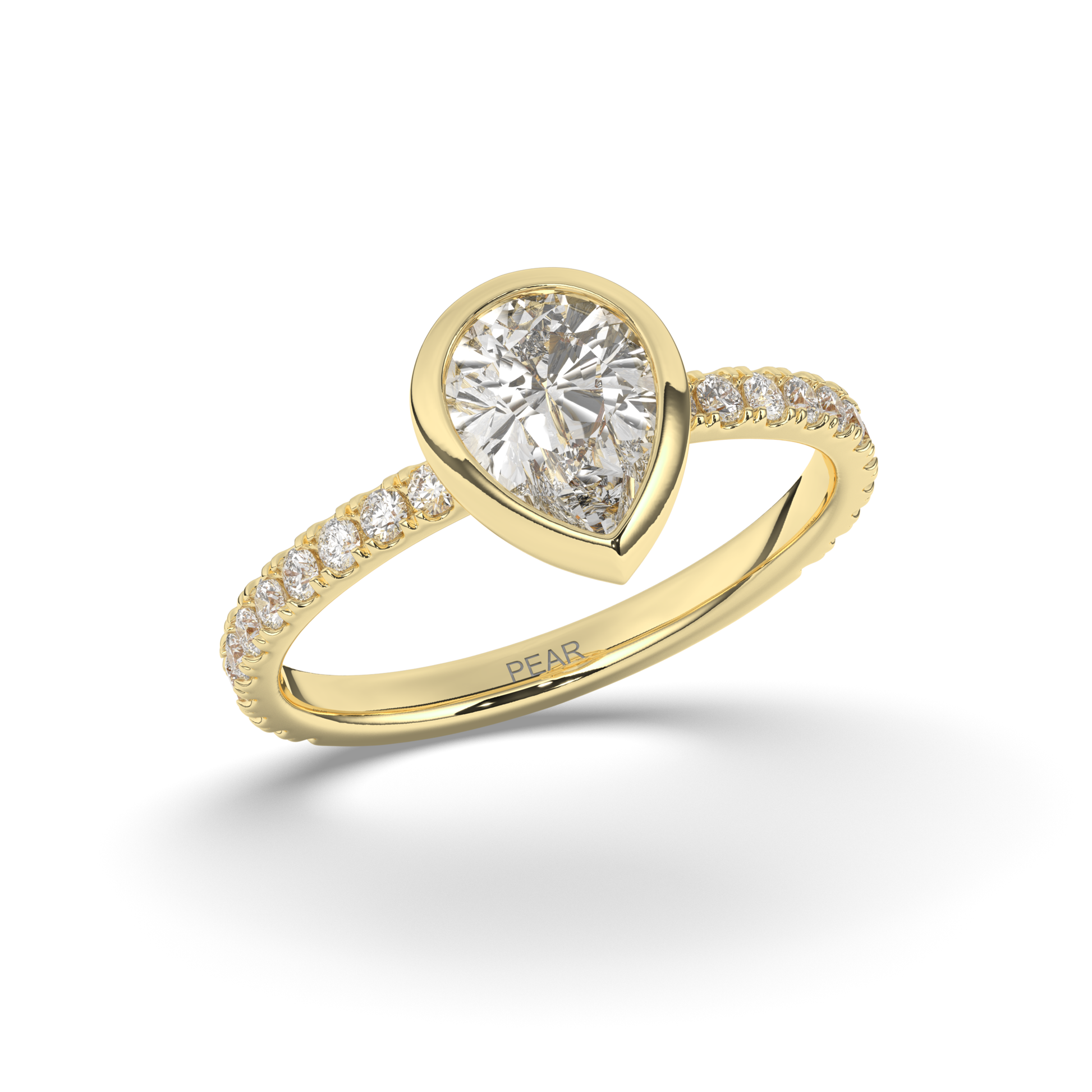 Pear Bezel Lab-Grown Diamond Engagement Ring - Pear Jewels
