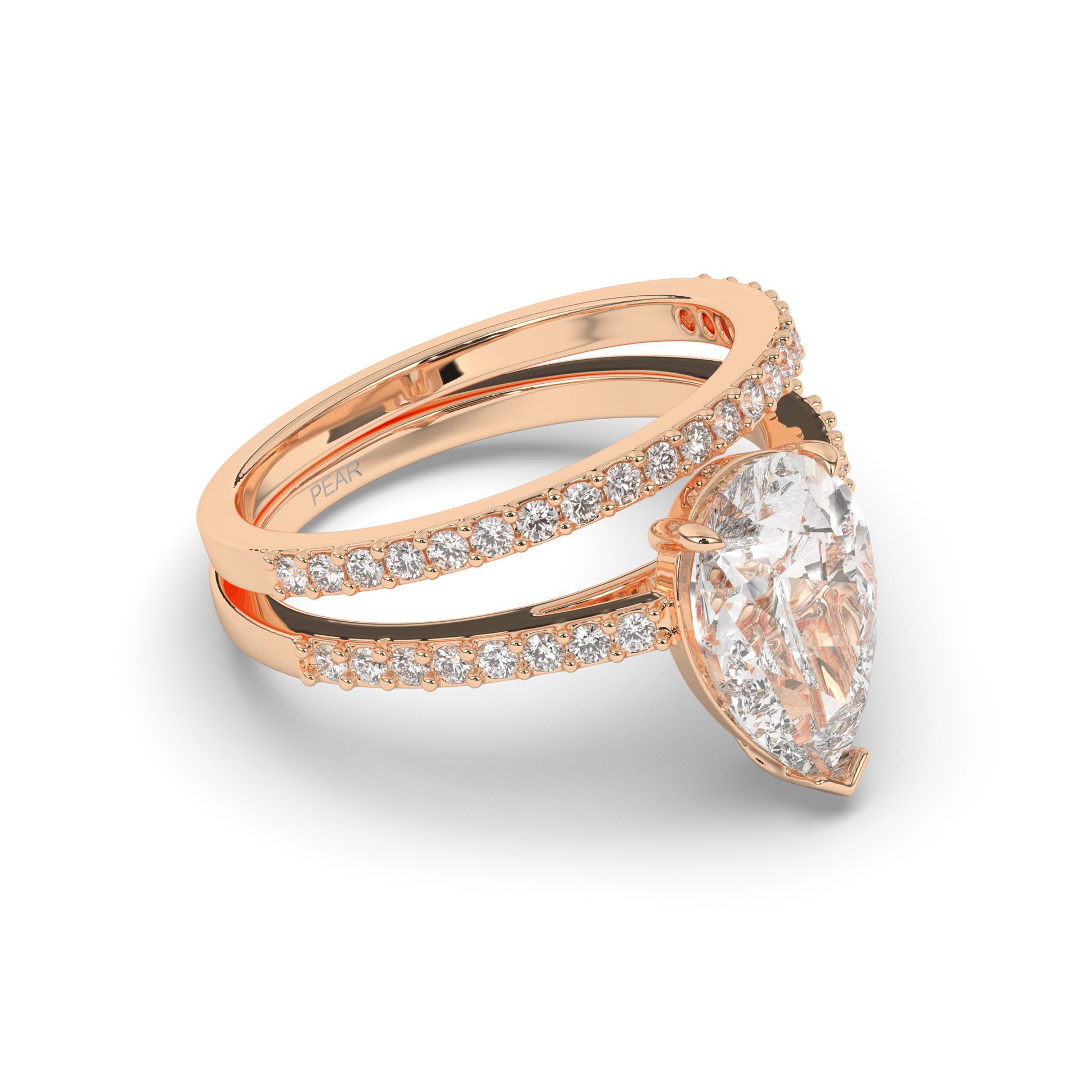 Pear Lab-grown Diamond Parallel Split Wedding Band - Pear Jewels