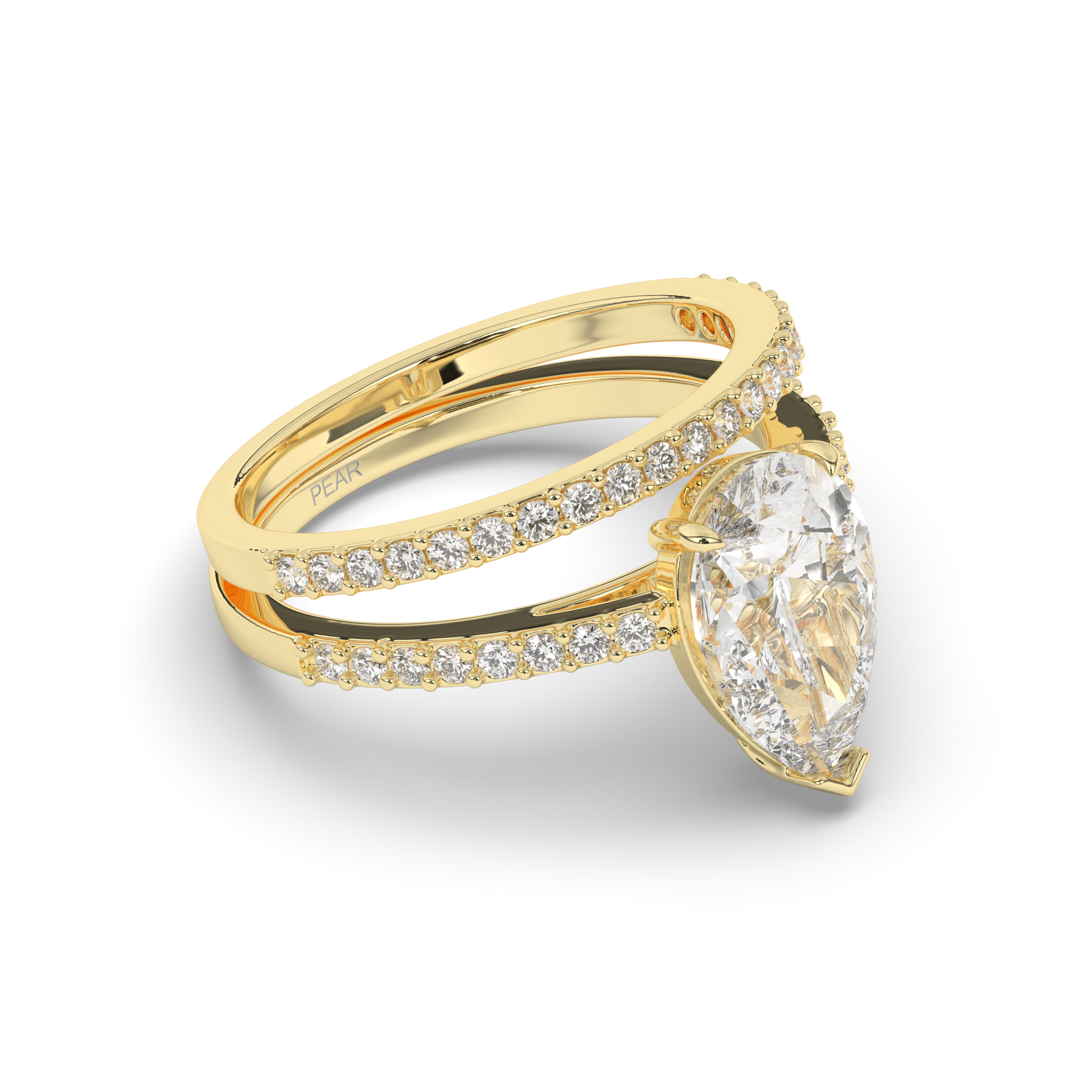 Pear Lab-grown Diamond Parallel Split Wedding Band - Pear Jewels