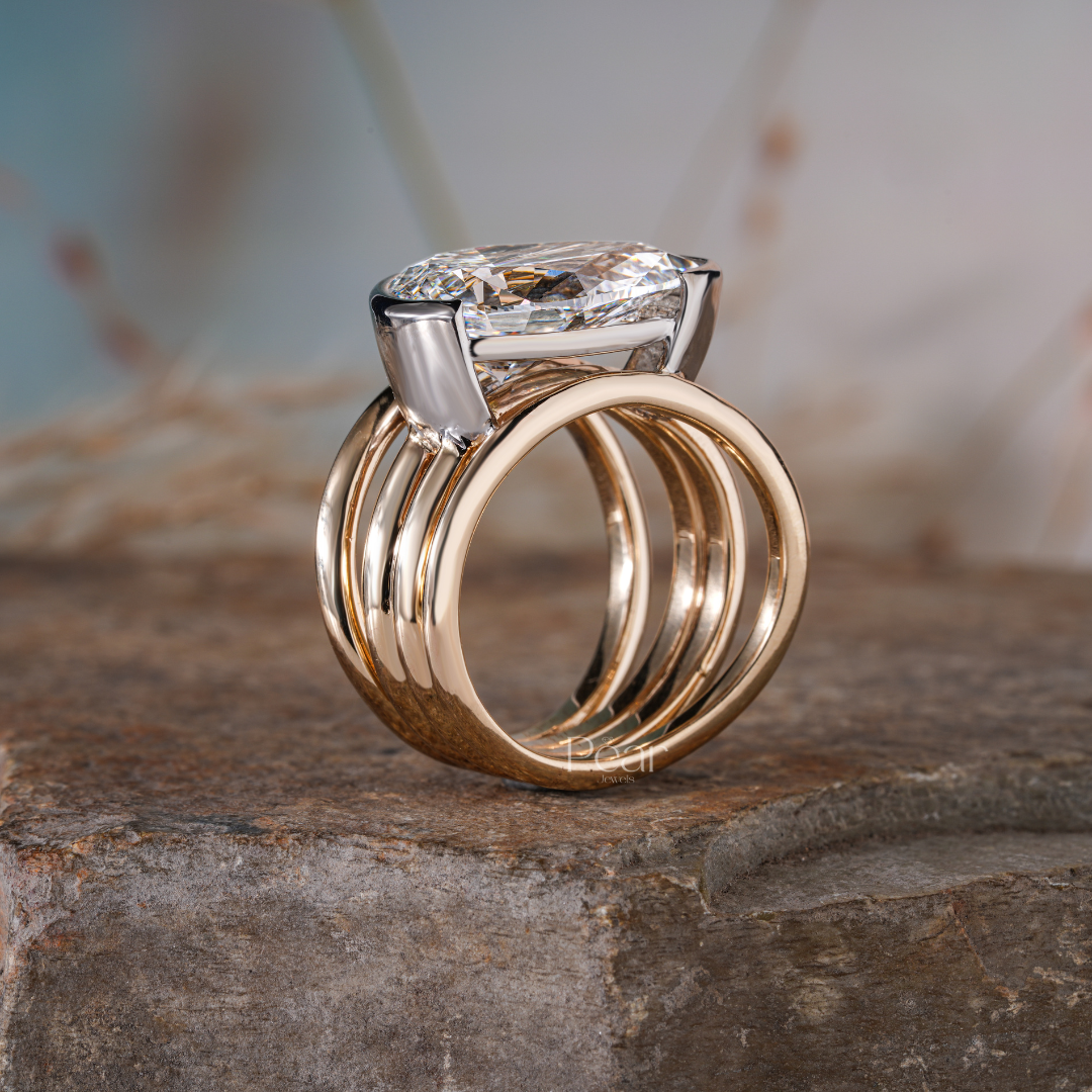 Pear Solitaire Wedding Fancy Labgrown Diamond Band - Pear Jewels