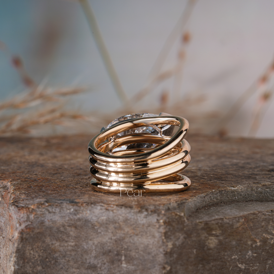 Pear Solitaire Wedding Fancy Labgrown Diamond Band - Pear Jewels