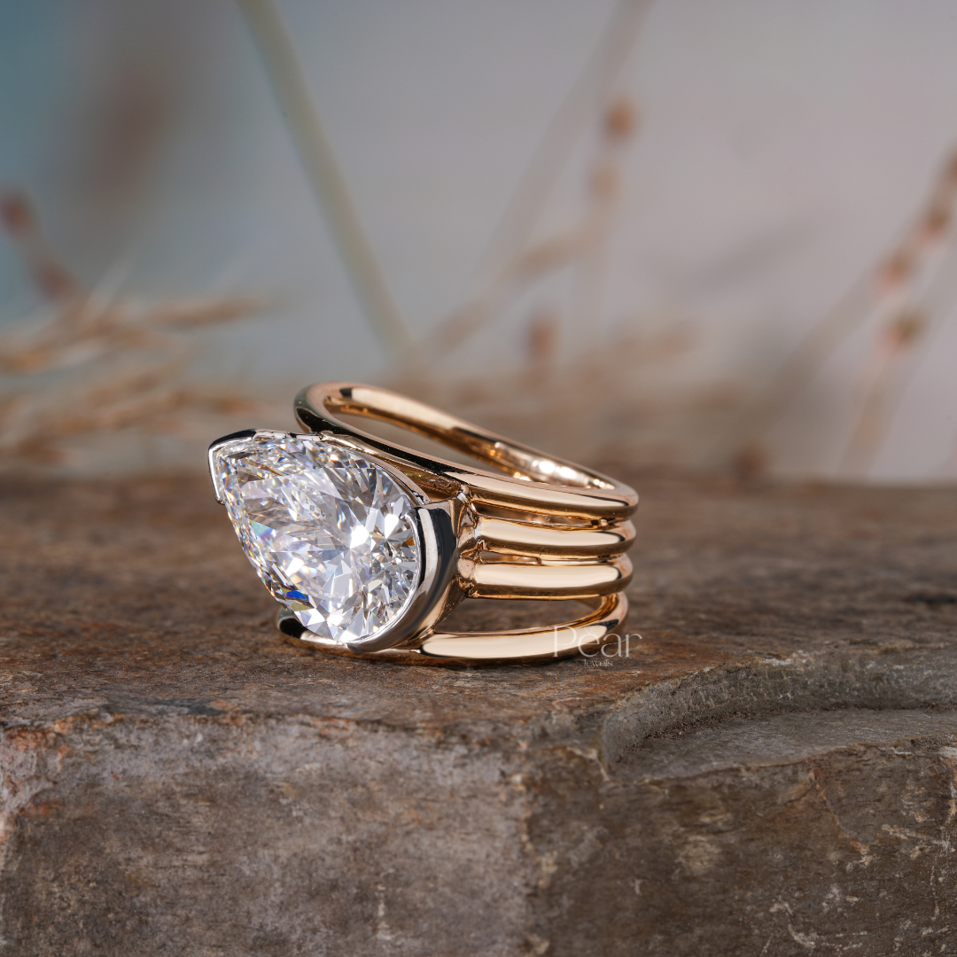 Pear Solitaire Wedding Fancy Labgrown Diamond Band - Pear Jewels
