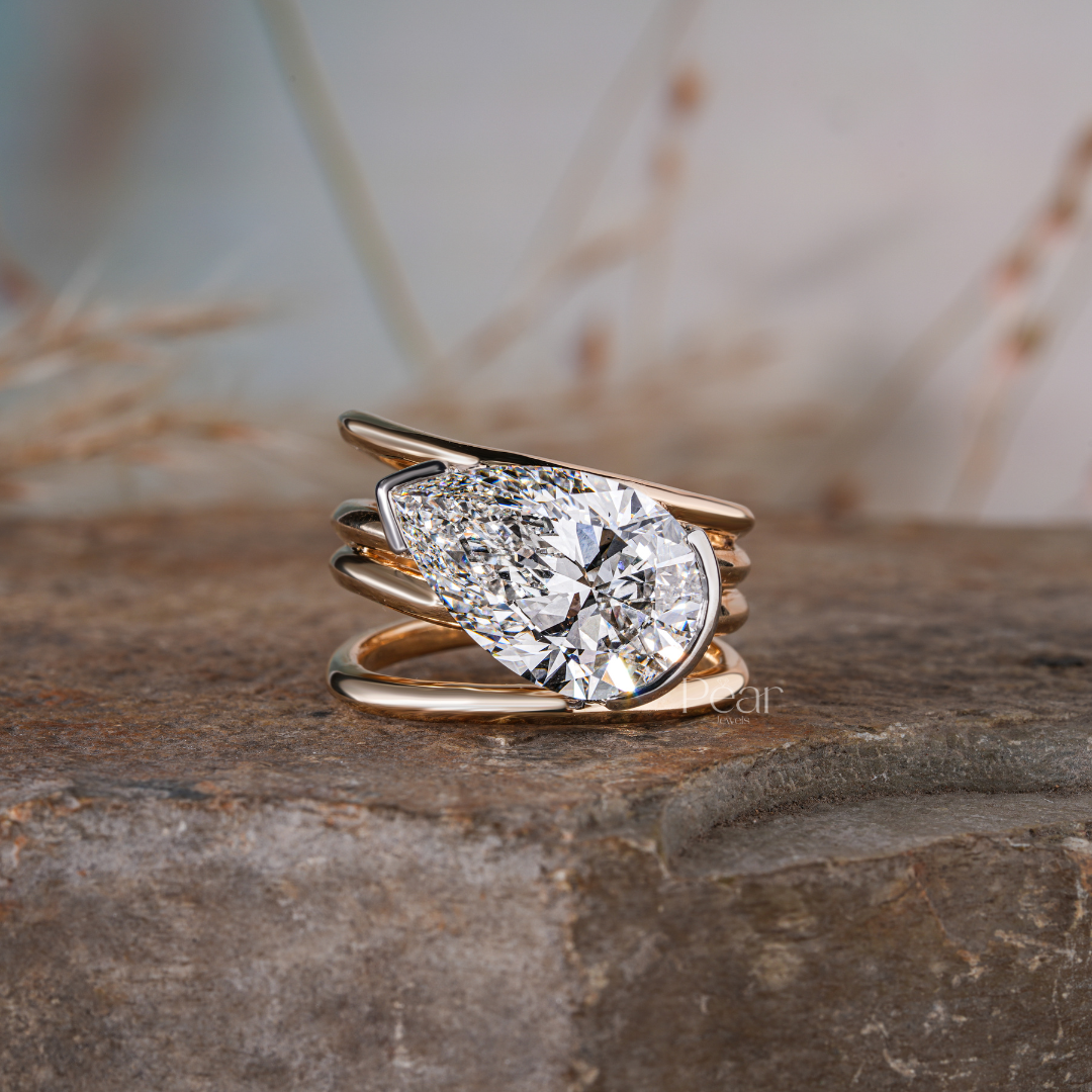 Pear Solitaire Wedding Fancy Labgrown Diamond Band - Pear Jewels