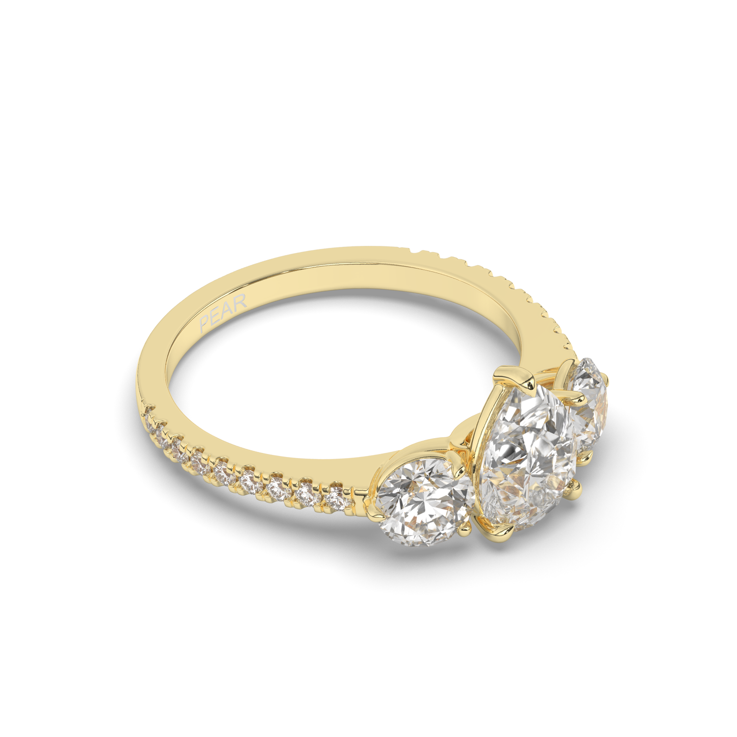 Pear Three Stone Solitaire Labgrown Diamond Ring - Pear Jewels