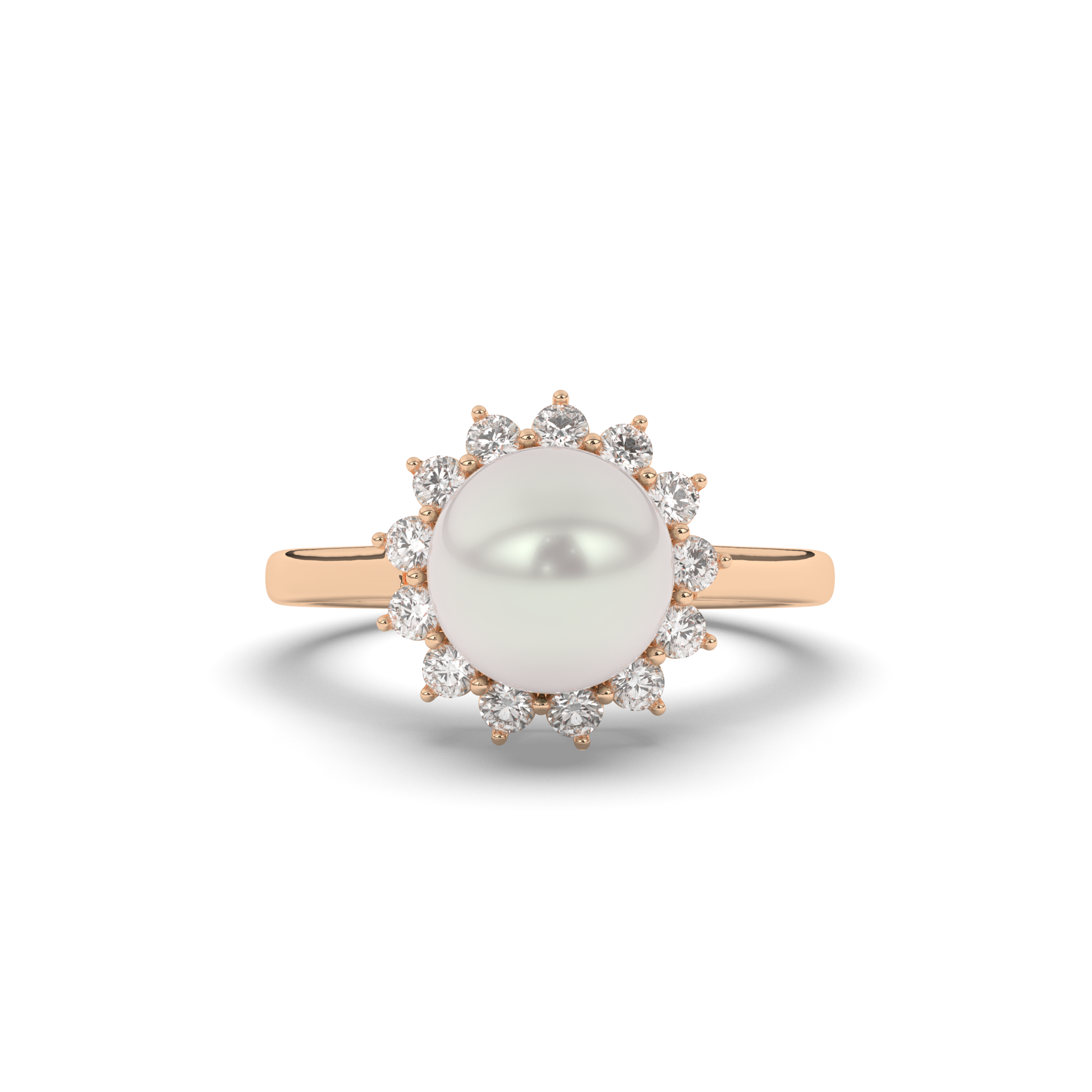 Pearl Halo Lab-Grown Diamond Engagement Ring - Pear Jewels