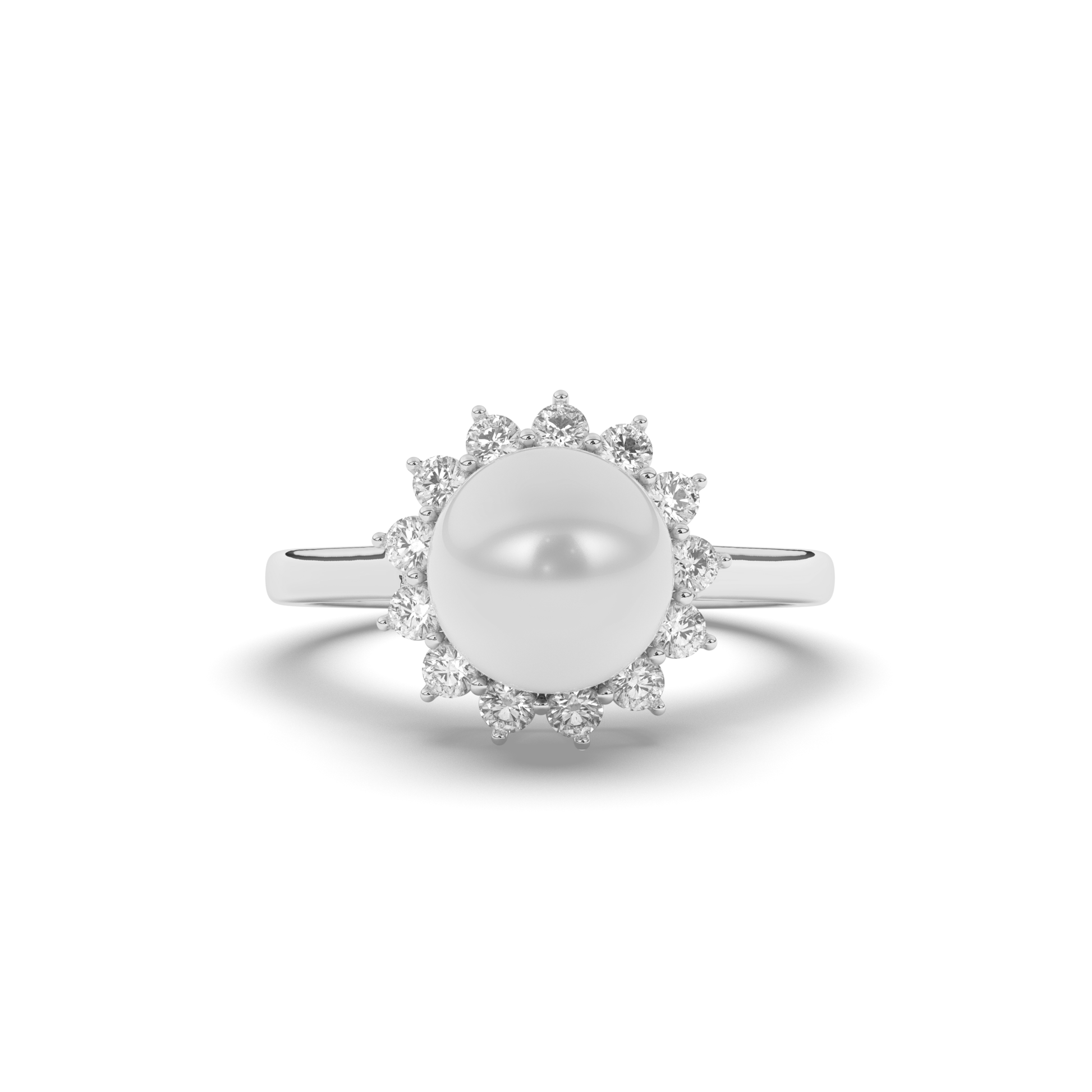 Pearl Halo Lab-Grown Diamond Engagement Ring - Pear Jewels