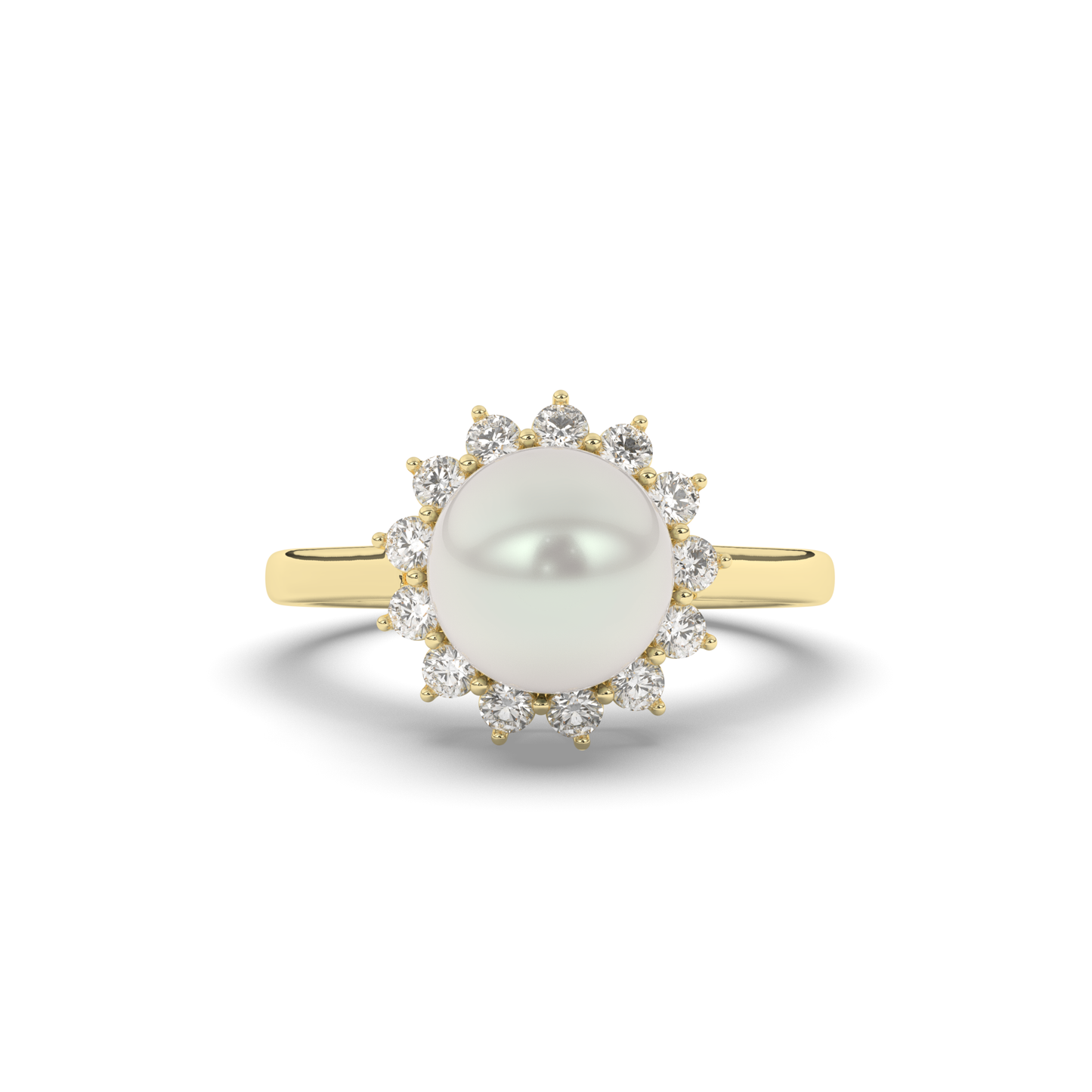 Pearl Halo Lab-Grown Diamond Engagement Ring - Pear Jewels