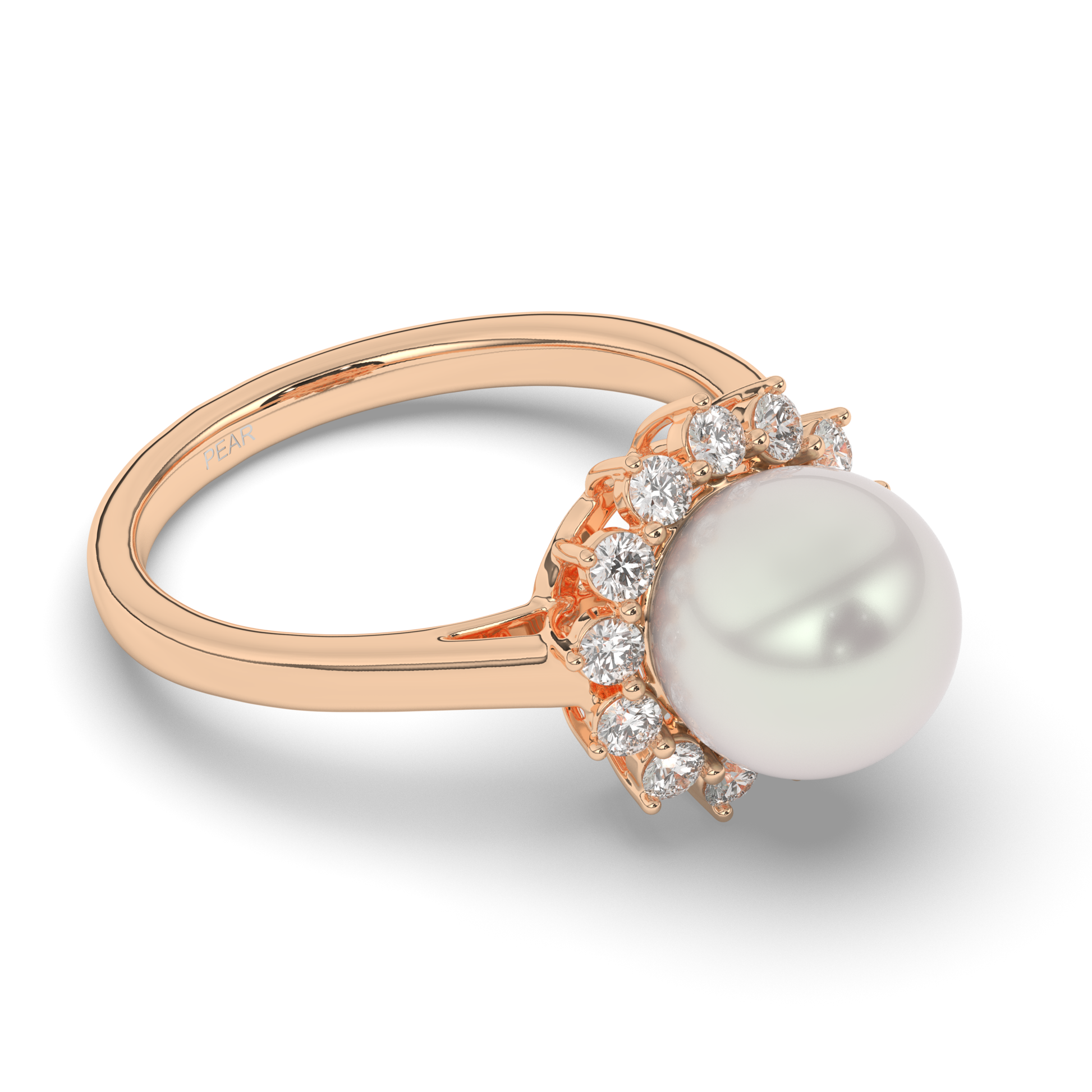Pearl Halo Lab-Grown Diamond Engagement Ring - Pear Jewels
