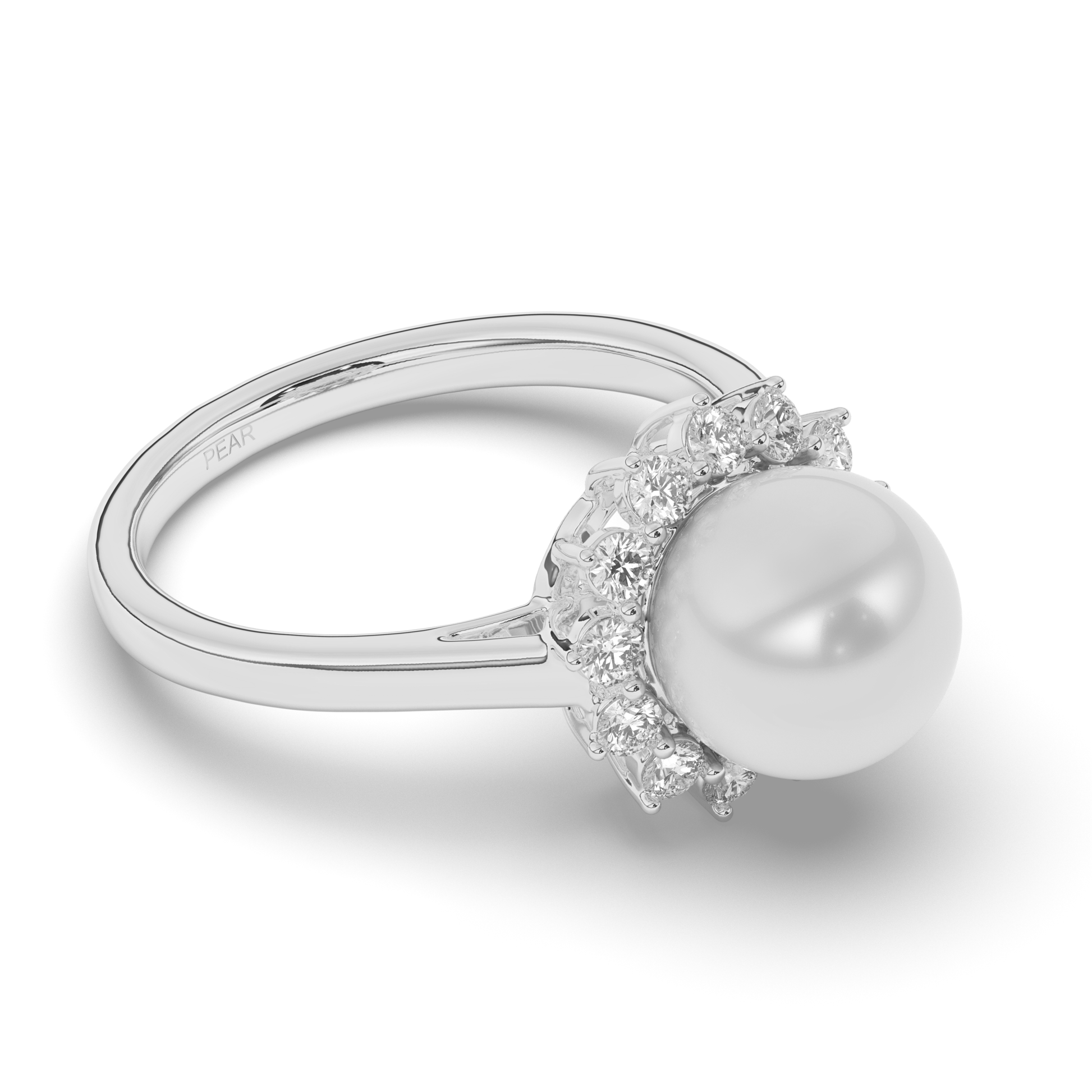 Pearl Halo Lab-Grown Diamond Engagement Ring - Pear Jewels