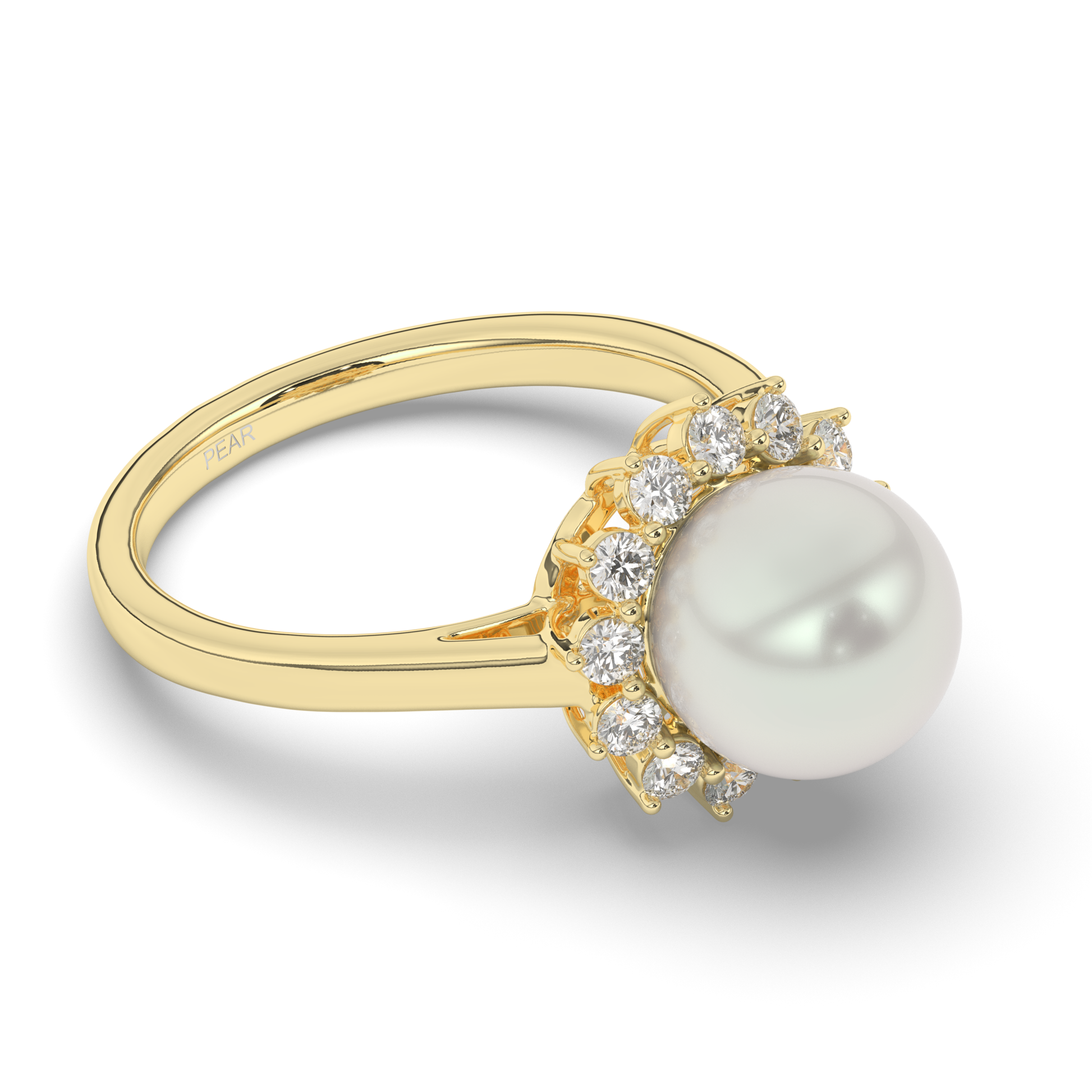 Pearl Halo Lab-Grown Diamond Engagement Ring - Pear Jewels