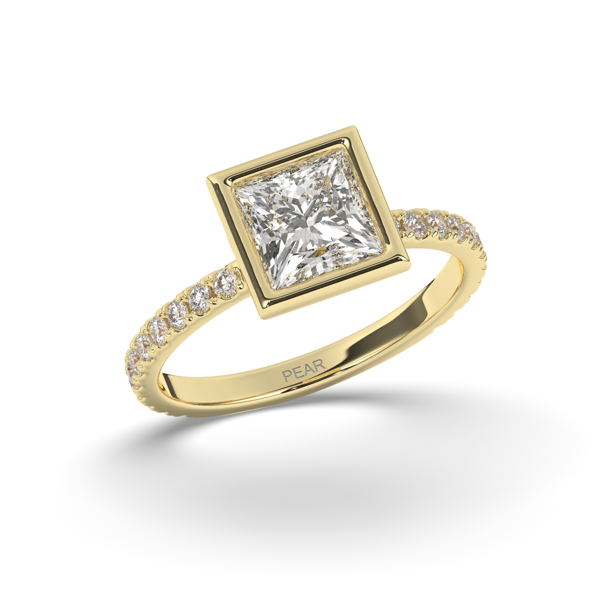 Princess Bezel Lab-Grown Diamond Ring - Pear Jewels