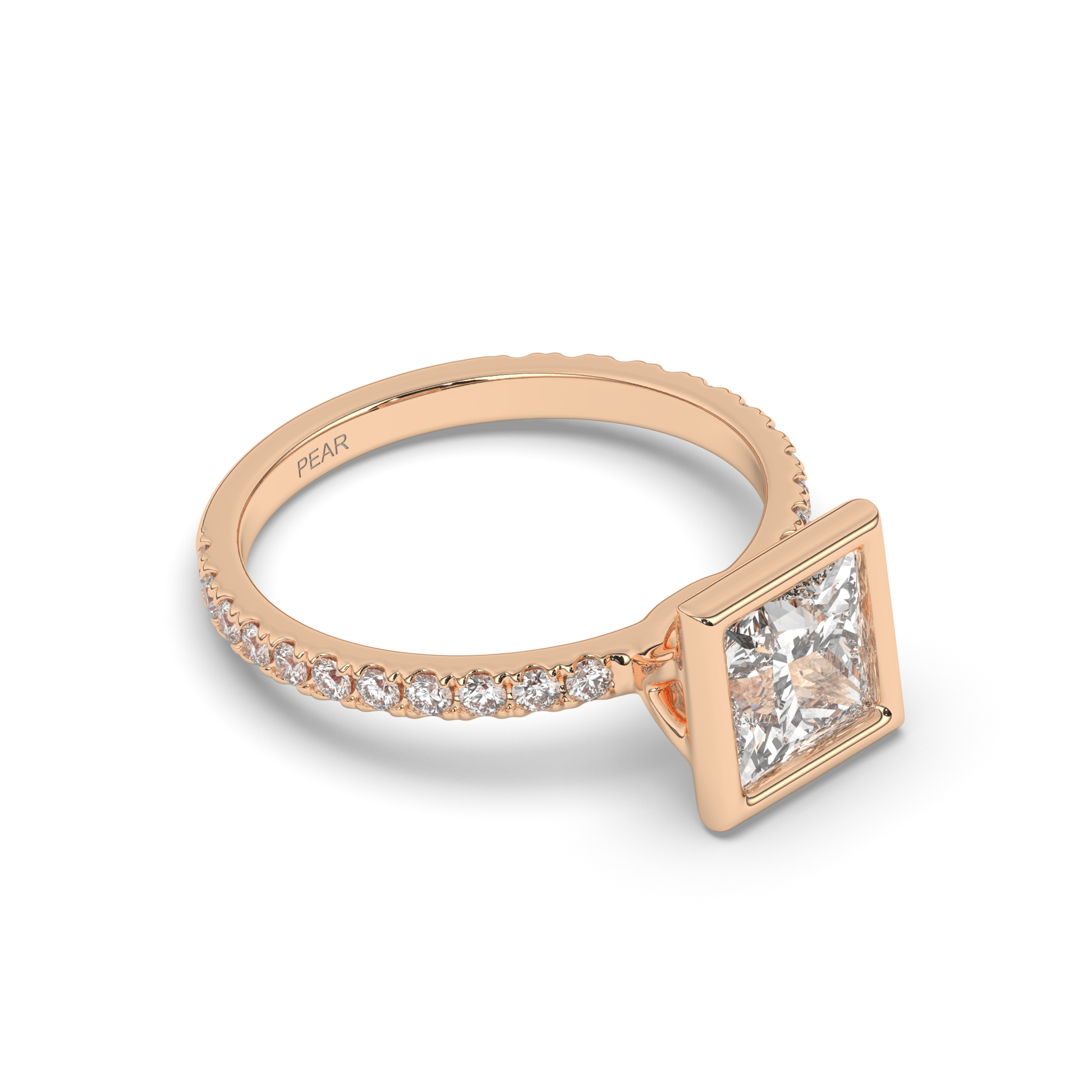 Princess Bezel Lab-Grown Diamond Ring - Pear Jewels