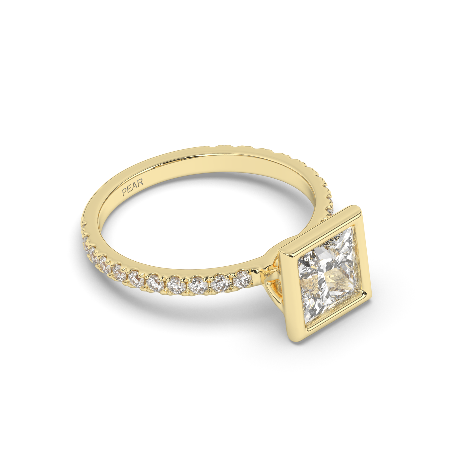 Princess Bezel Lab-Grown Diamond Ring - Pear Jewels
