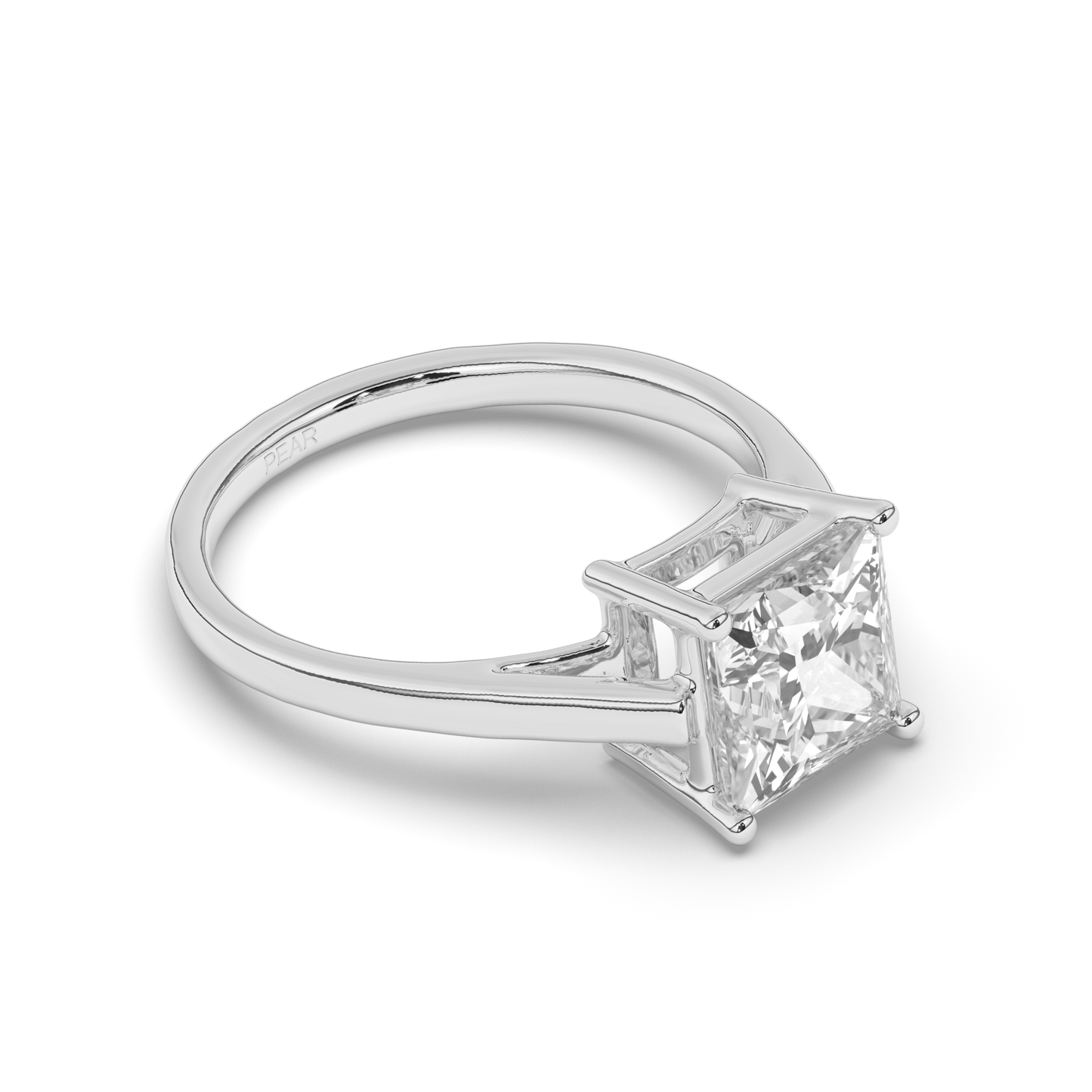 Princess Halo Solitaire Lab-Grown Diamond Ring - Pear Jewels