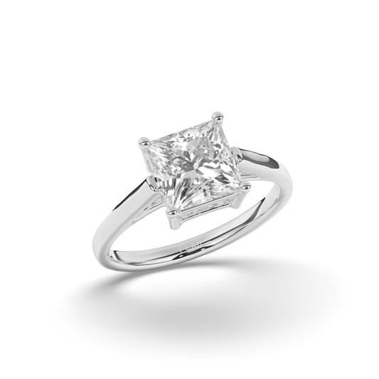 Princess Halo Solitaire Lab-Grown Diamond Ring - Pear Jewels