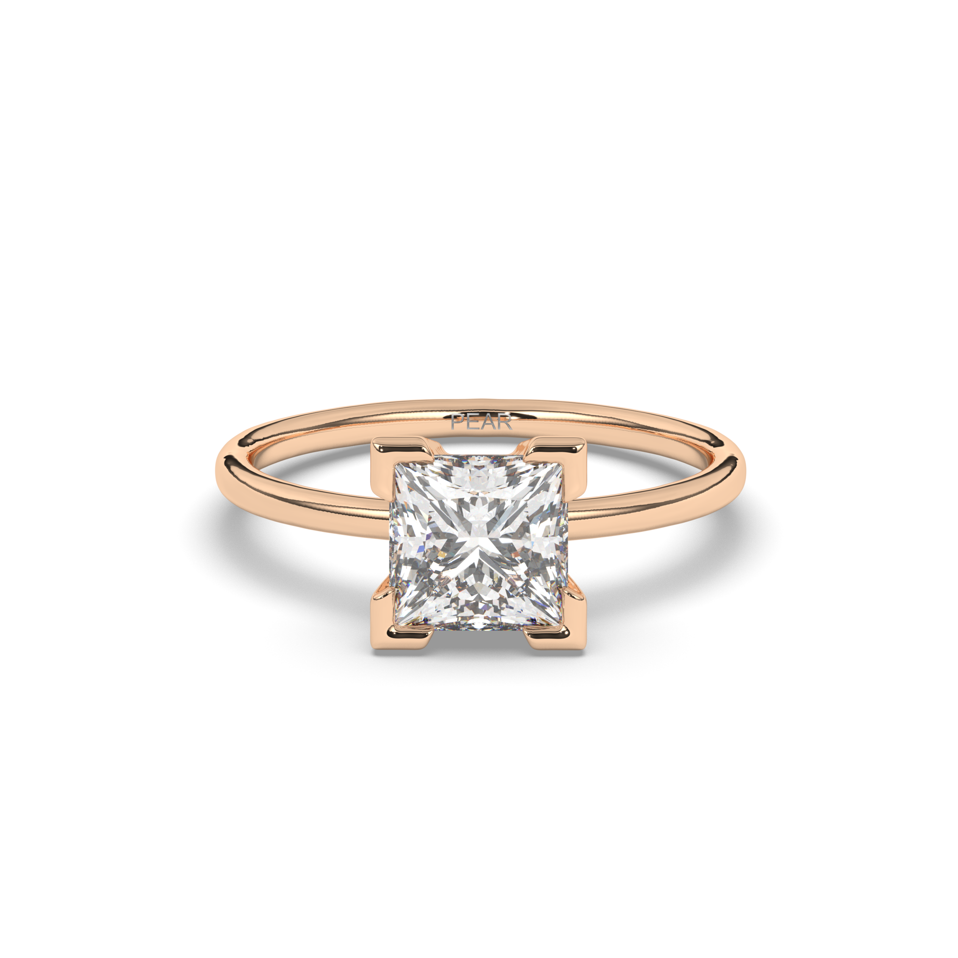 Princess Lab-Grown Diamond Ring in Prong Setting - Pear Jewels