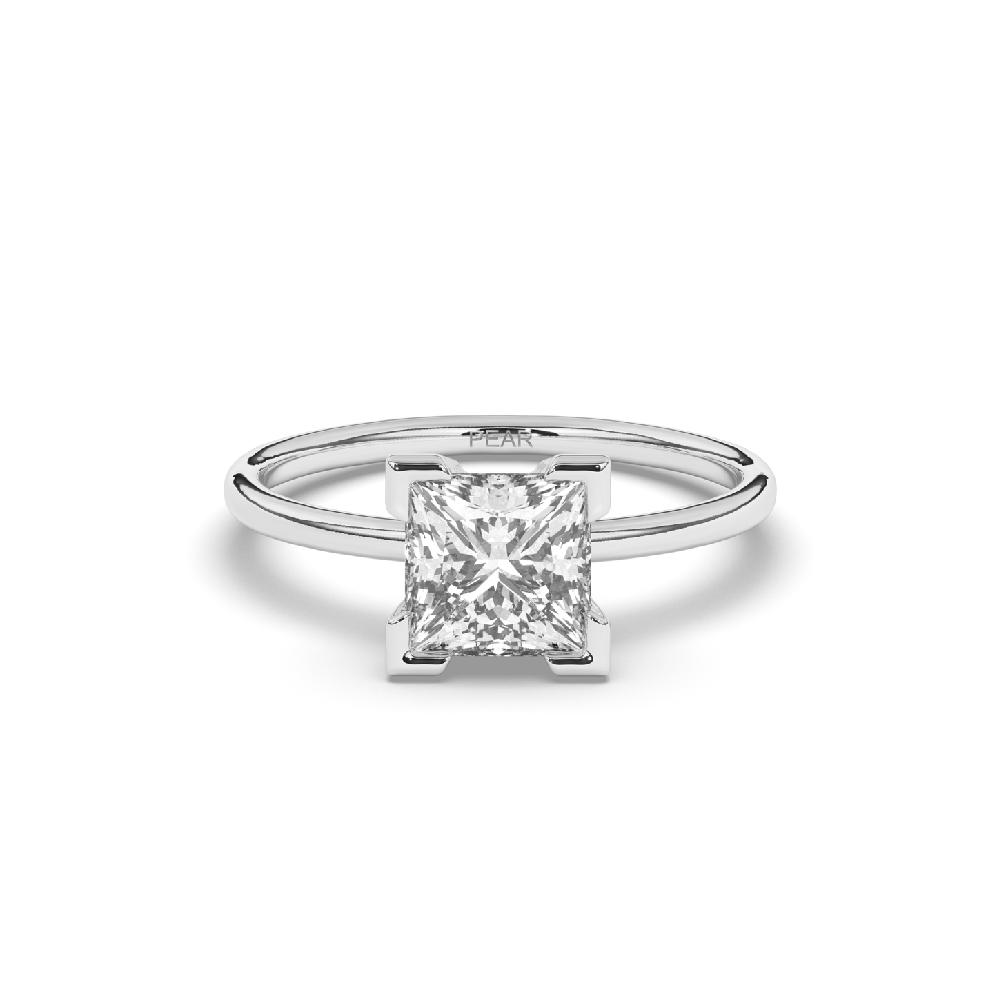 Princess Lab-Grown Diamond Ring in Prong Setting - Pear Jewels