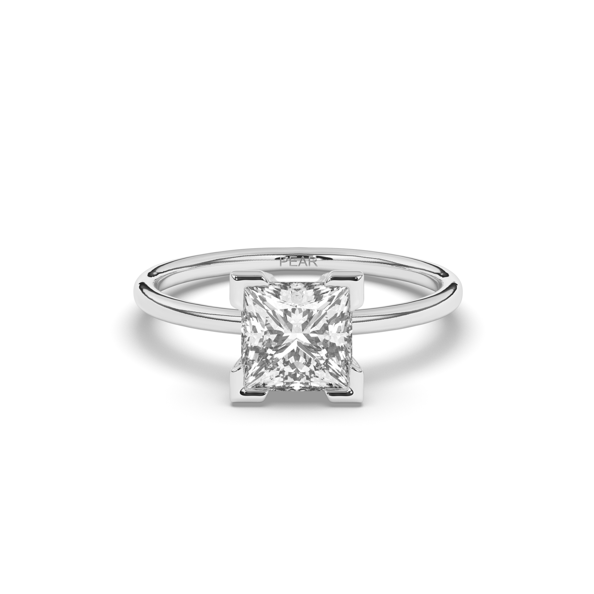 Princess Lab-Grown Diamond Ring in Prong Setting - Pear Jewels