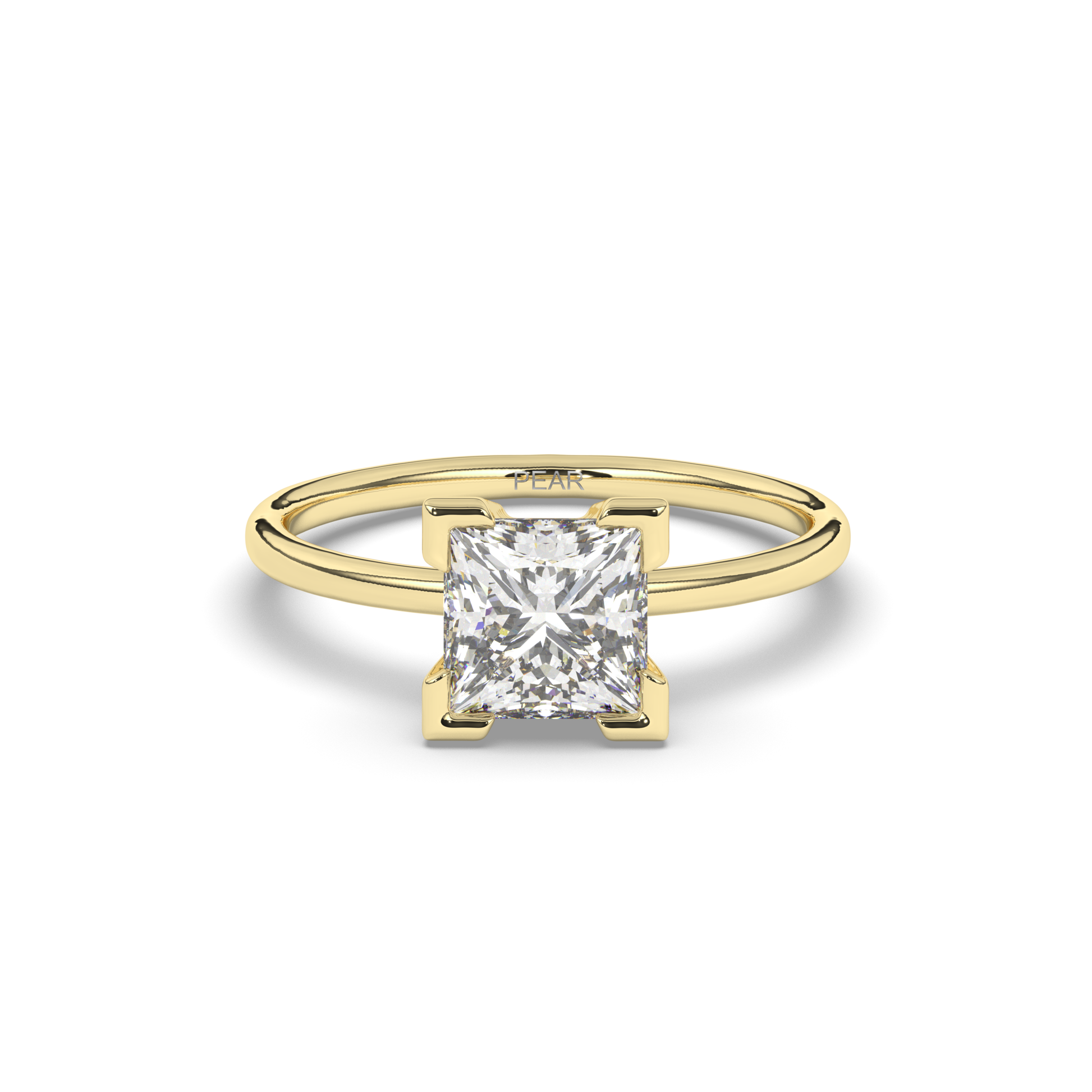 Princess Lab-Grown Diamond Ring in Prong Setting - Pear Jewels