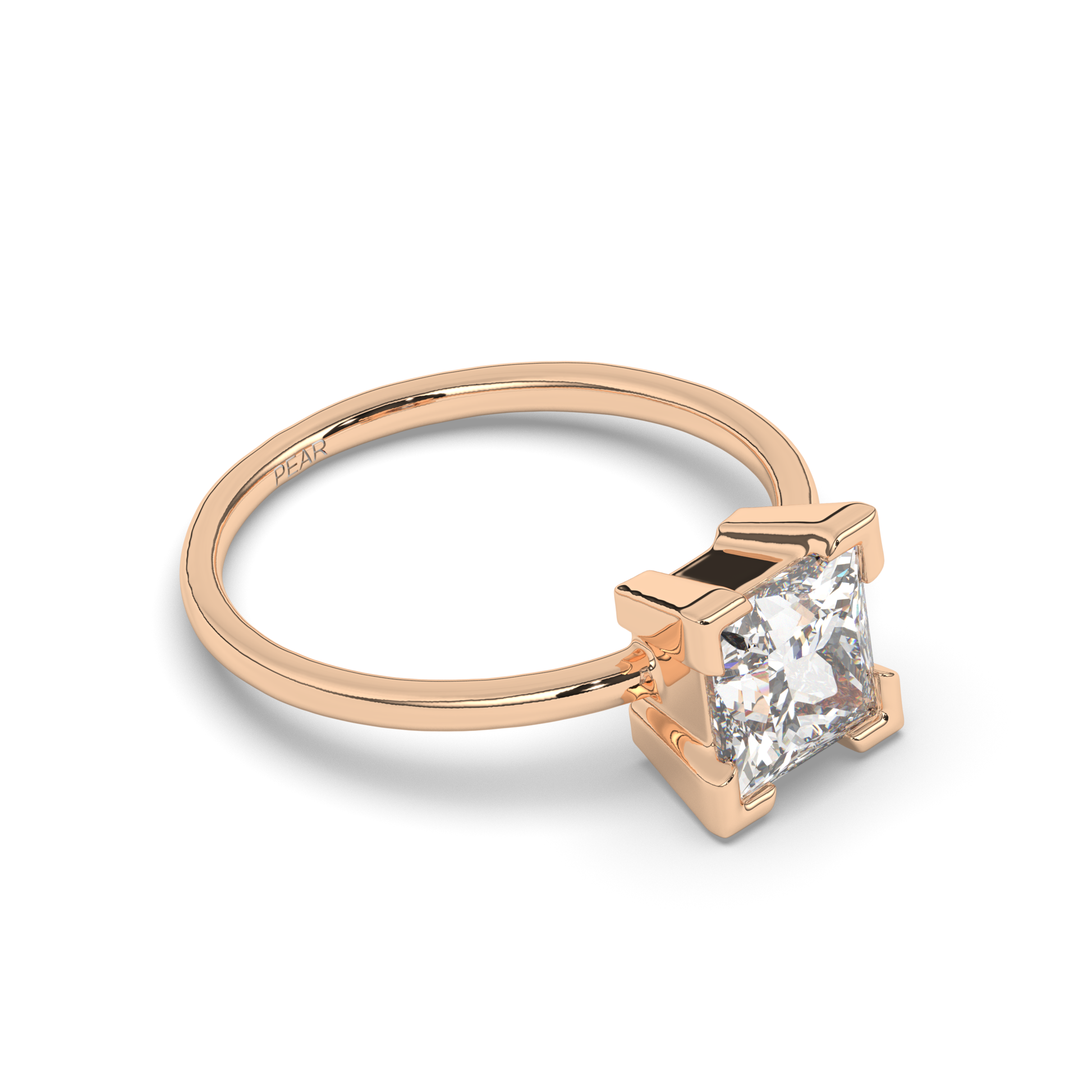 Princess Lab-Grown Diamond Ring in Prong Setting - Pear Jewels