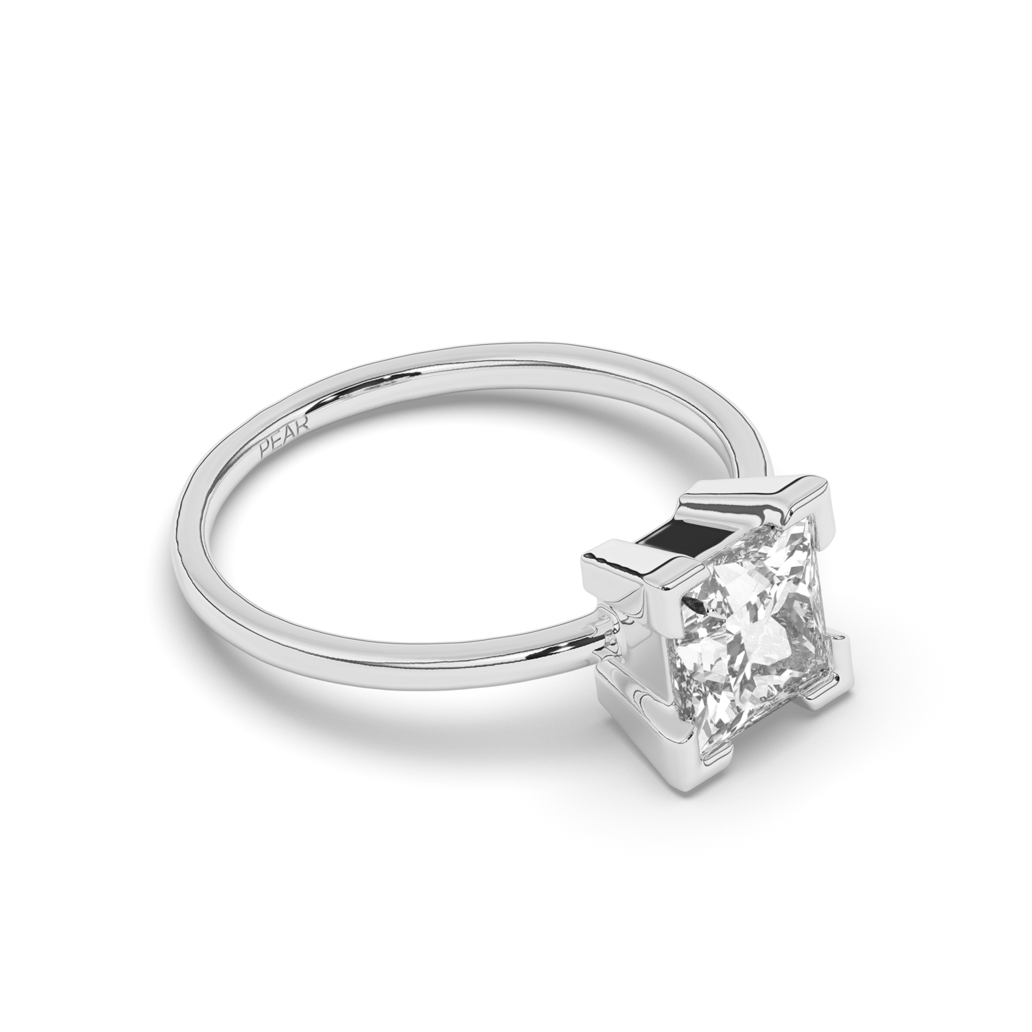 Princess Lab-Grown Diamond Ring in Prong Setting - Pear Jewels