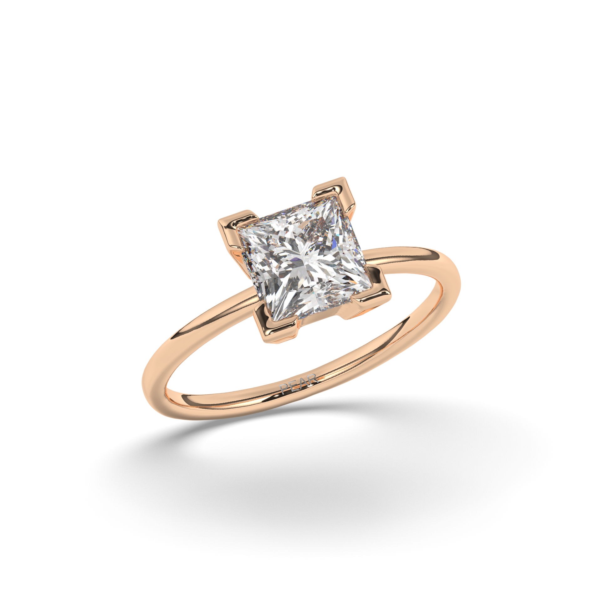 Princess Lab-Grown Diamond Ring in Prong Setting - Pear Jewels