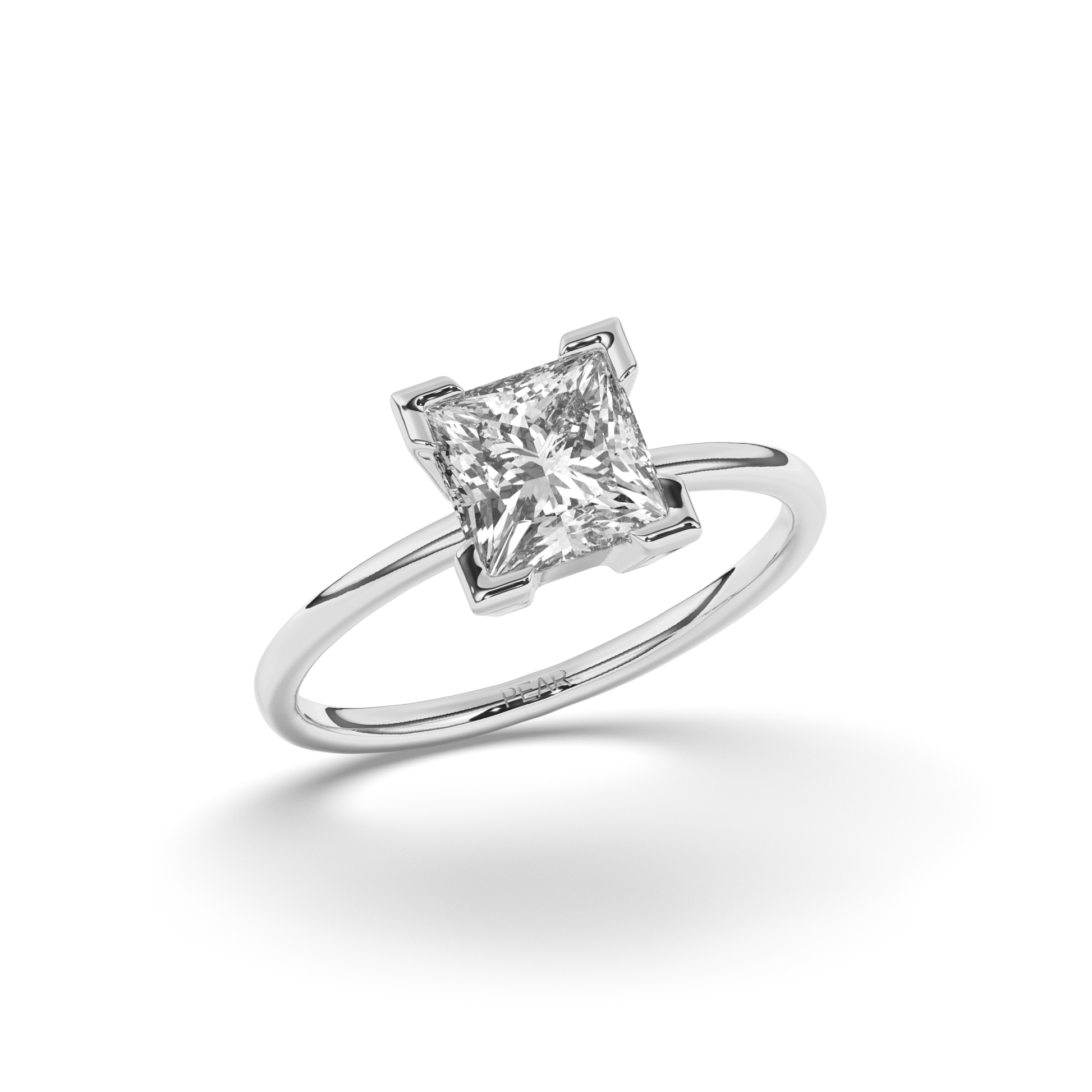 Princess Lab-Grown Diamond Ring in Prong Setting - Pear Jewels