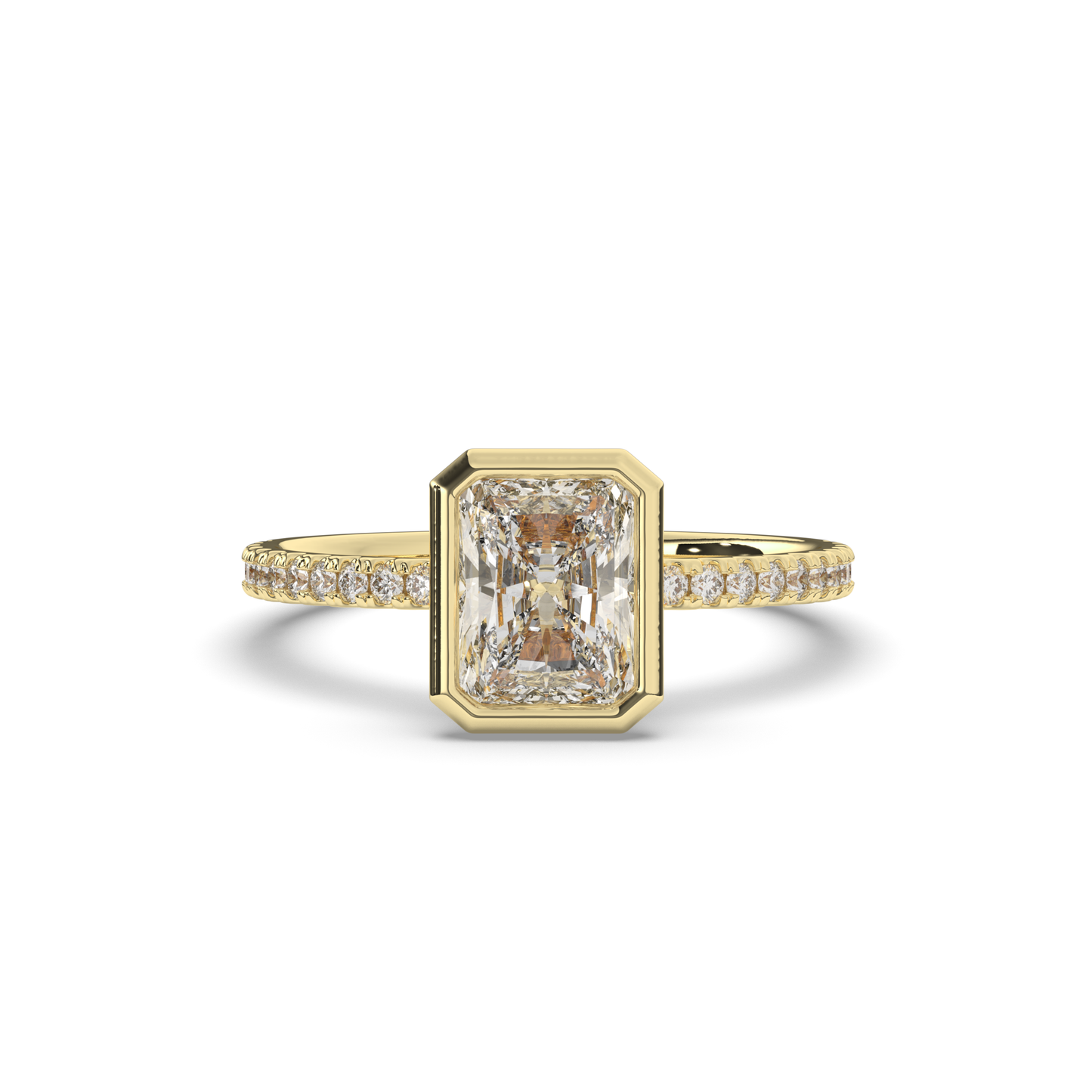 Radiant Lab-Grown Diamond Ring in Bezel Setting - Pear Jewels