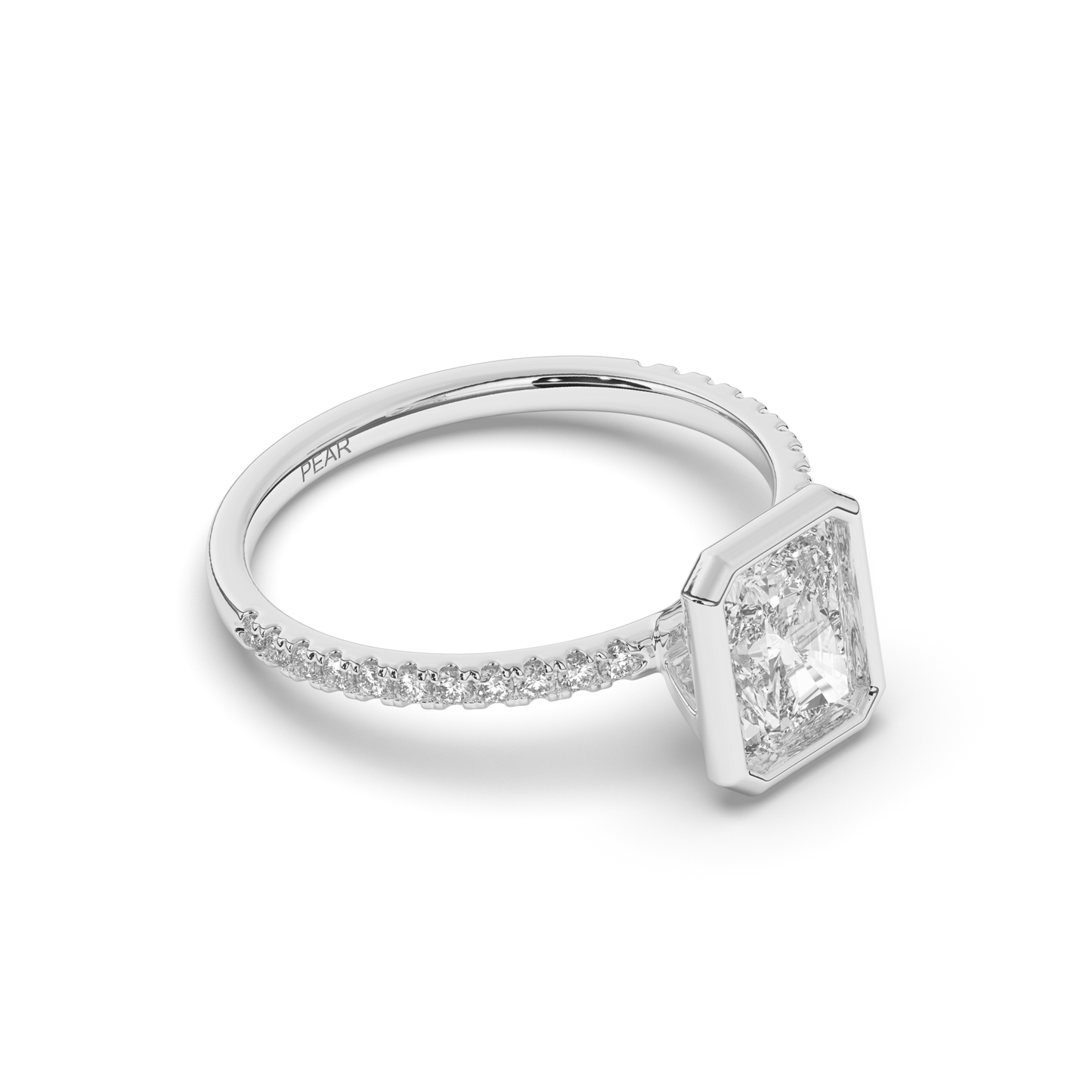 Radiant Lab-Grown Diamond Ring in Bezel Setting - Pear Jewels