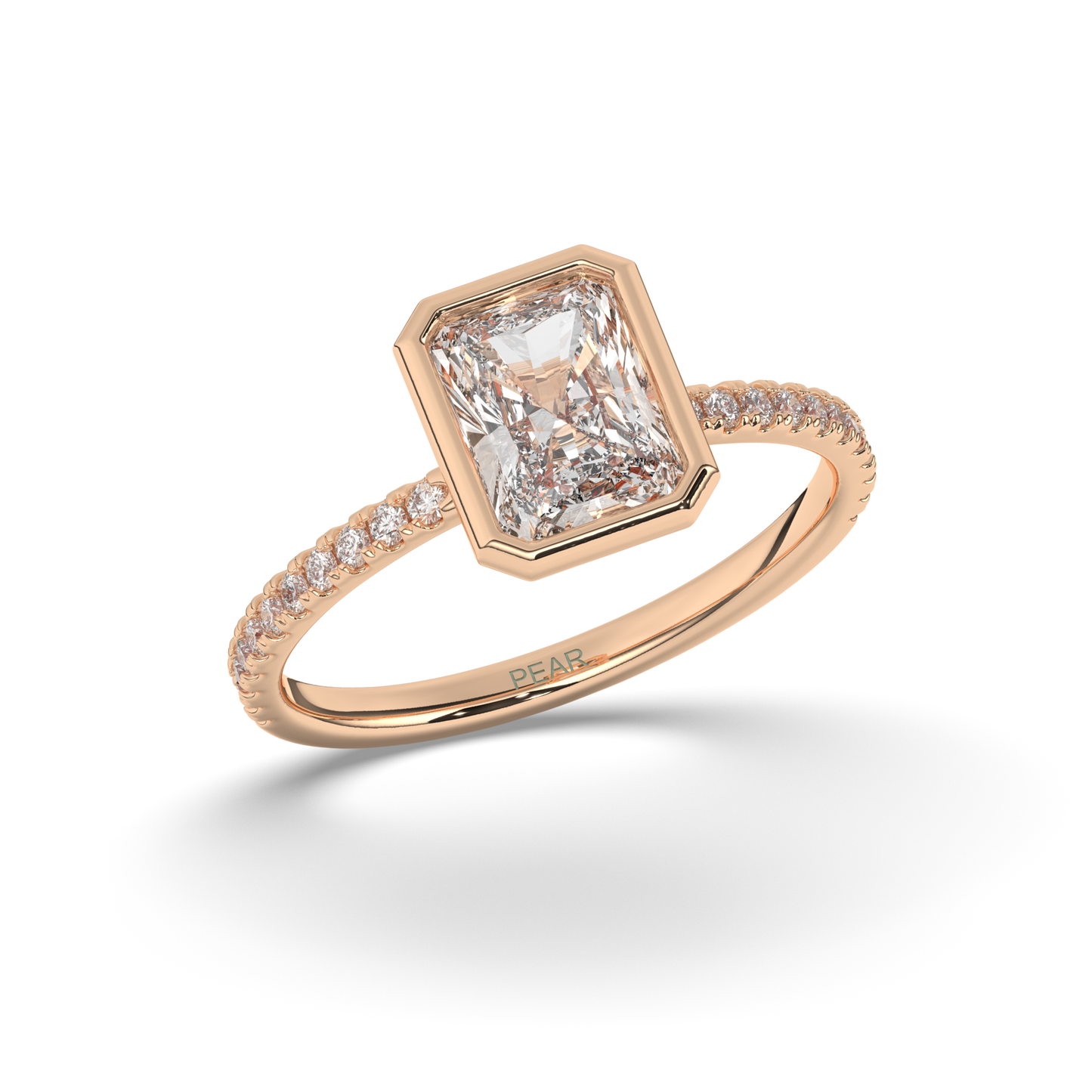 Radiant Lab-Grown Diamond Ring in Bezel Setting - Pear Jewels