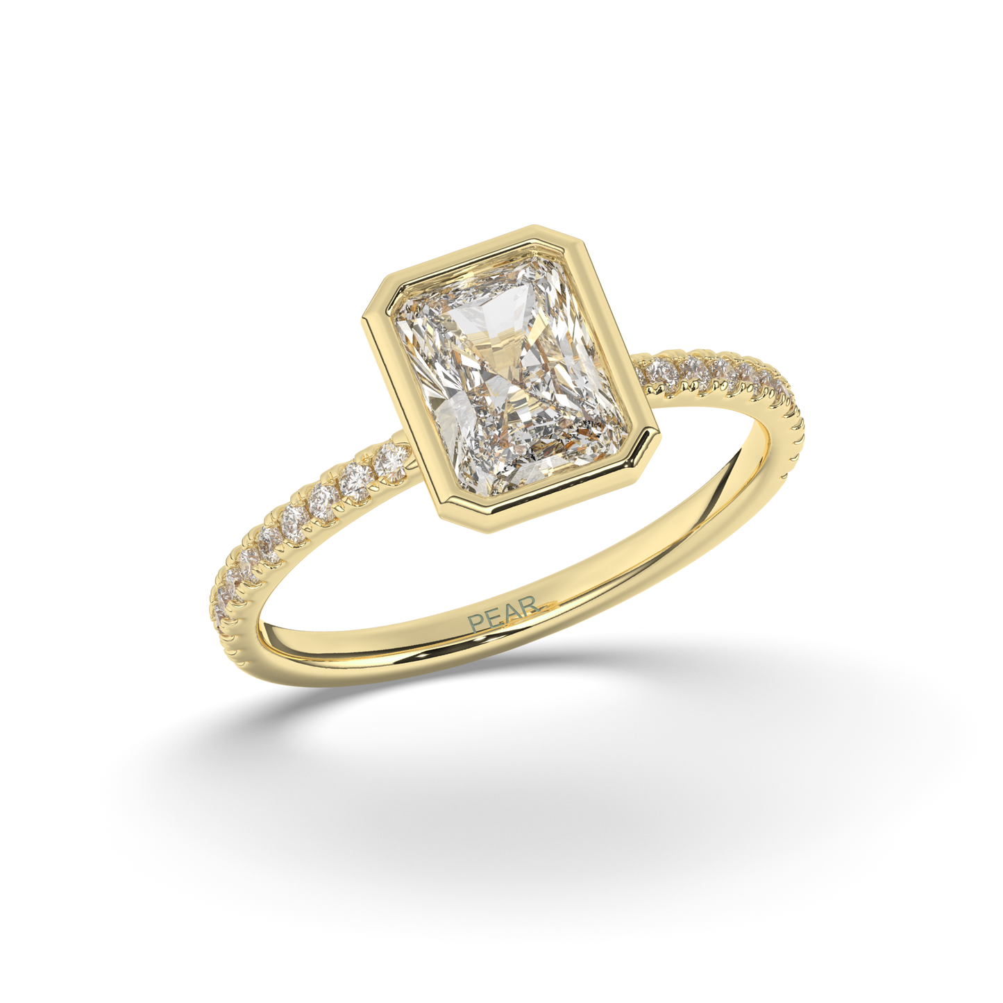 Radiant Lab-Grown Diamond Ring in Bezel Setting - Pear Jewels