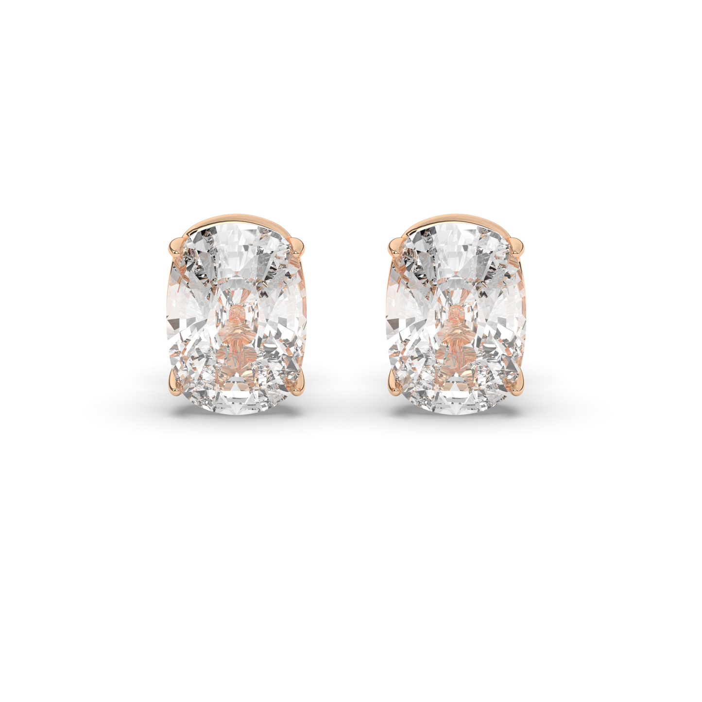Refined Cushion Cut Lab-Grown Diamond Solitaire Stud Earrings - Pear Jewels
