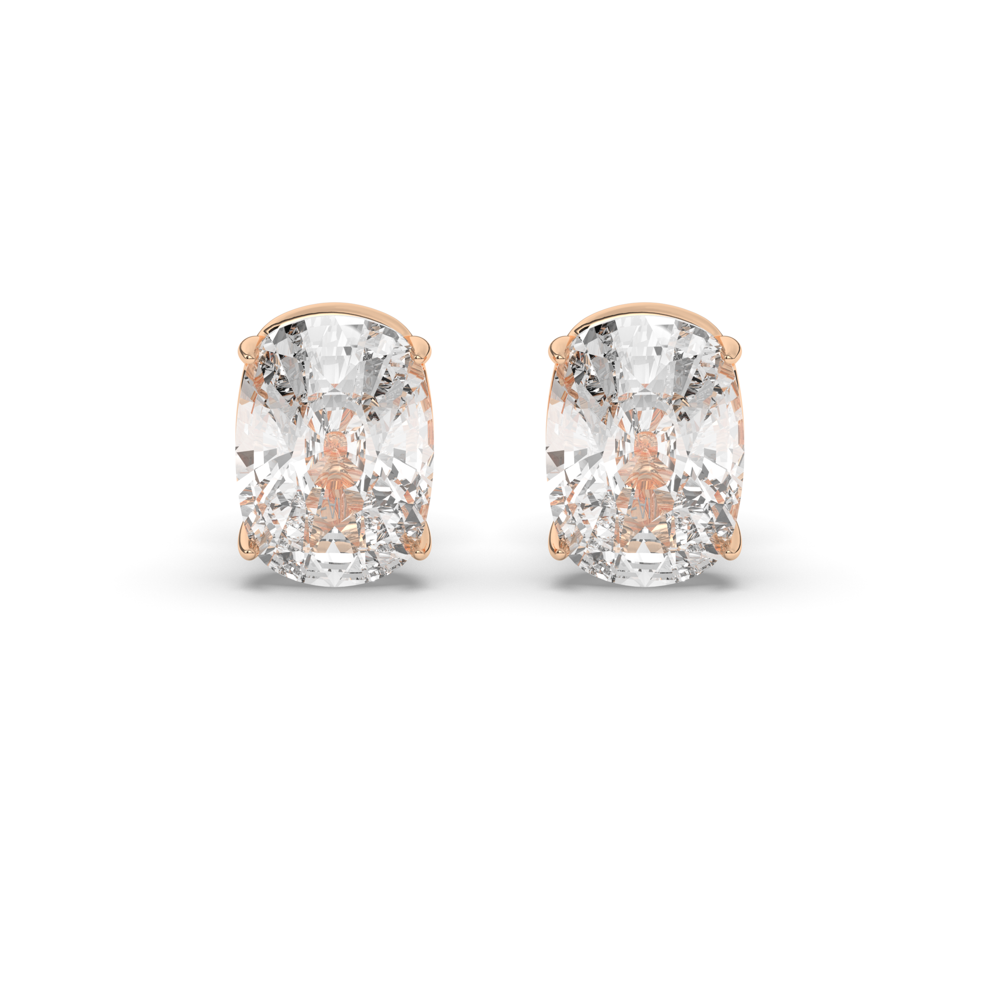 Refined Cushion Cut Lab-Grown Diamond Solitaire Stud Earrings - Pear Jewels