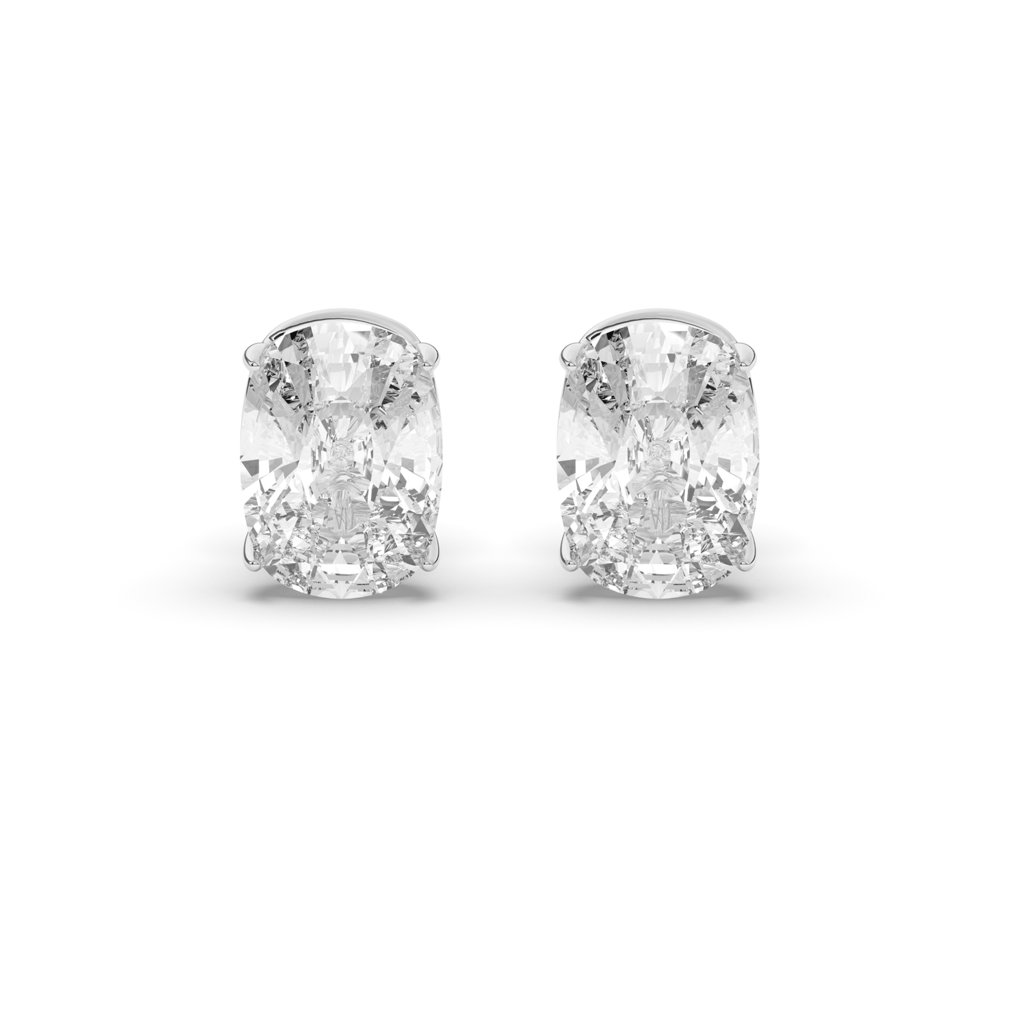 Refined Cushion Cut Lab-Grown Diamond Solitaire Stud Earrings - Pear Jewels