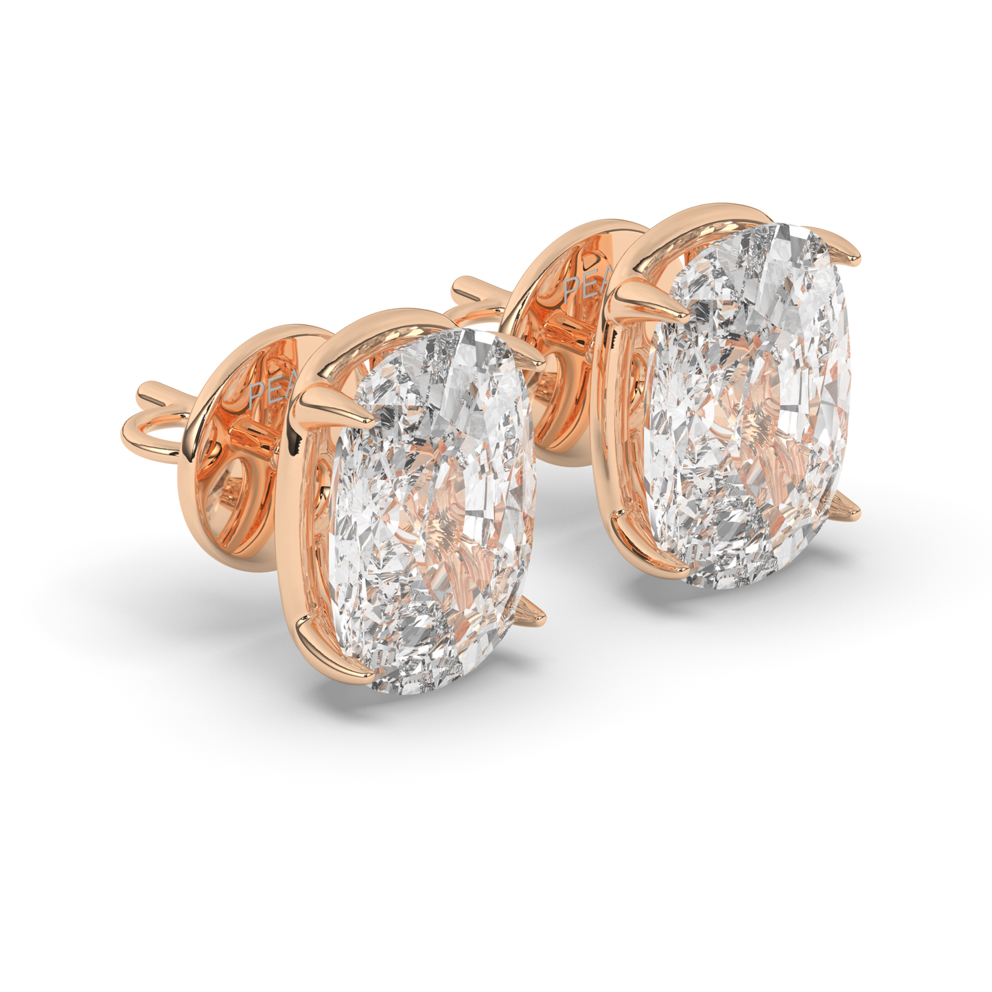 Refined Cushion Cut Lab-Grown Diamond Solitaire Stud Earrings - Pear Jewels