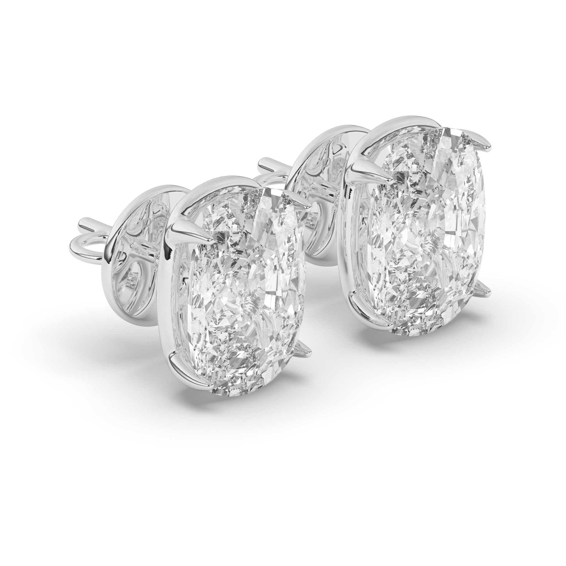 Refined Cushion Cut Lab-Grown Diamond Solitaire Stud Earrings - Pear Jewels