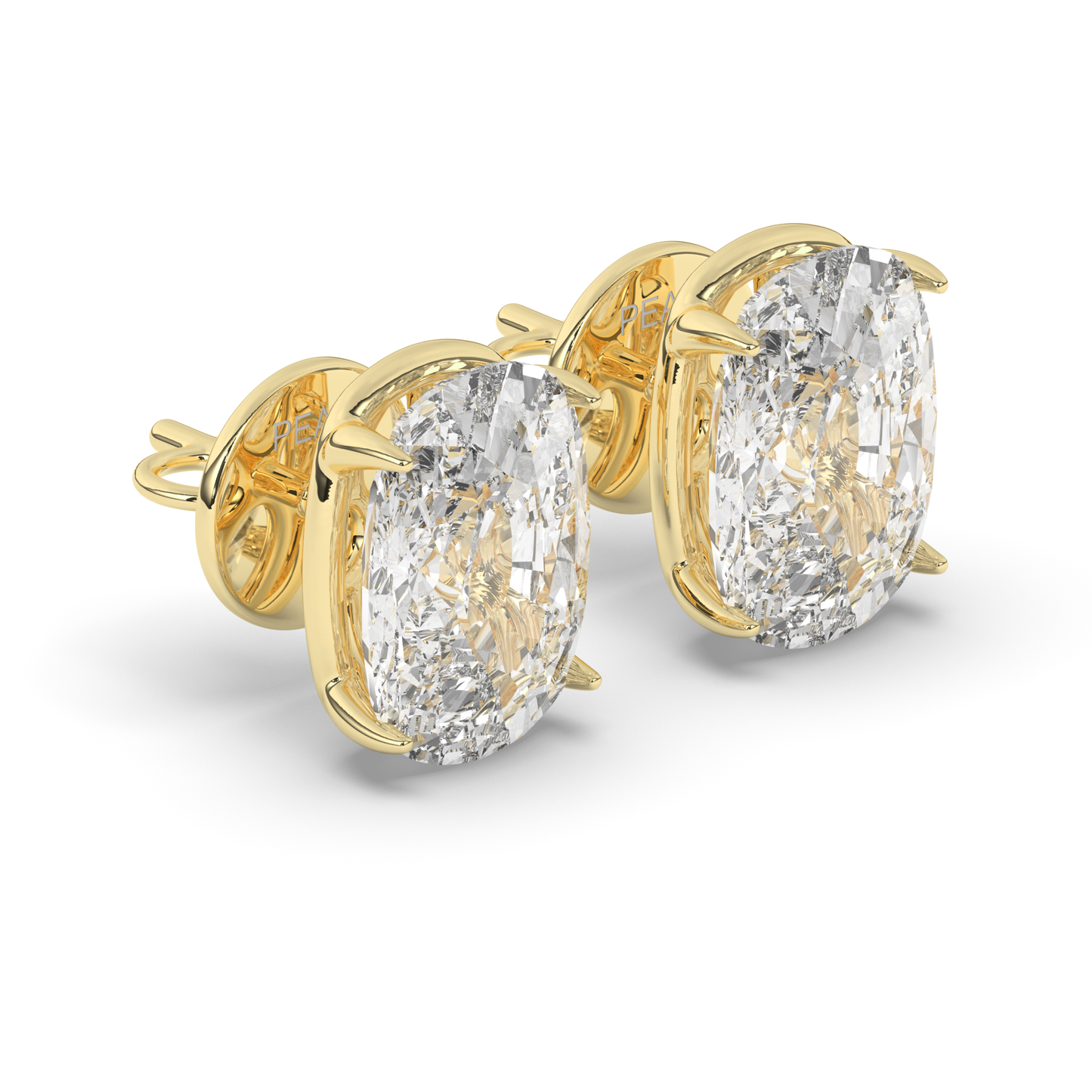 Refined Cushion Cut Lab-Grown Diamond Solitaire Stud Earrings - Pear Jewels
