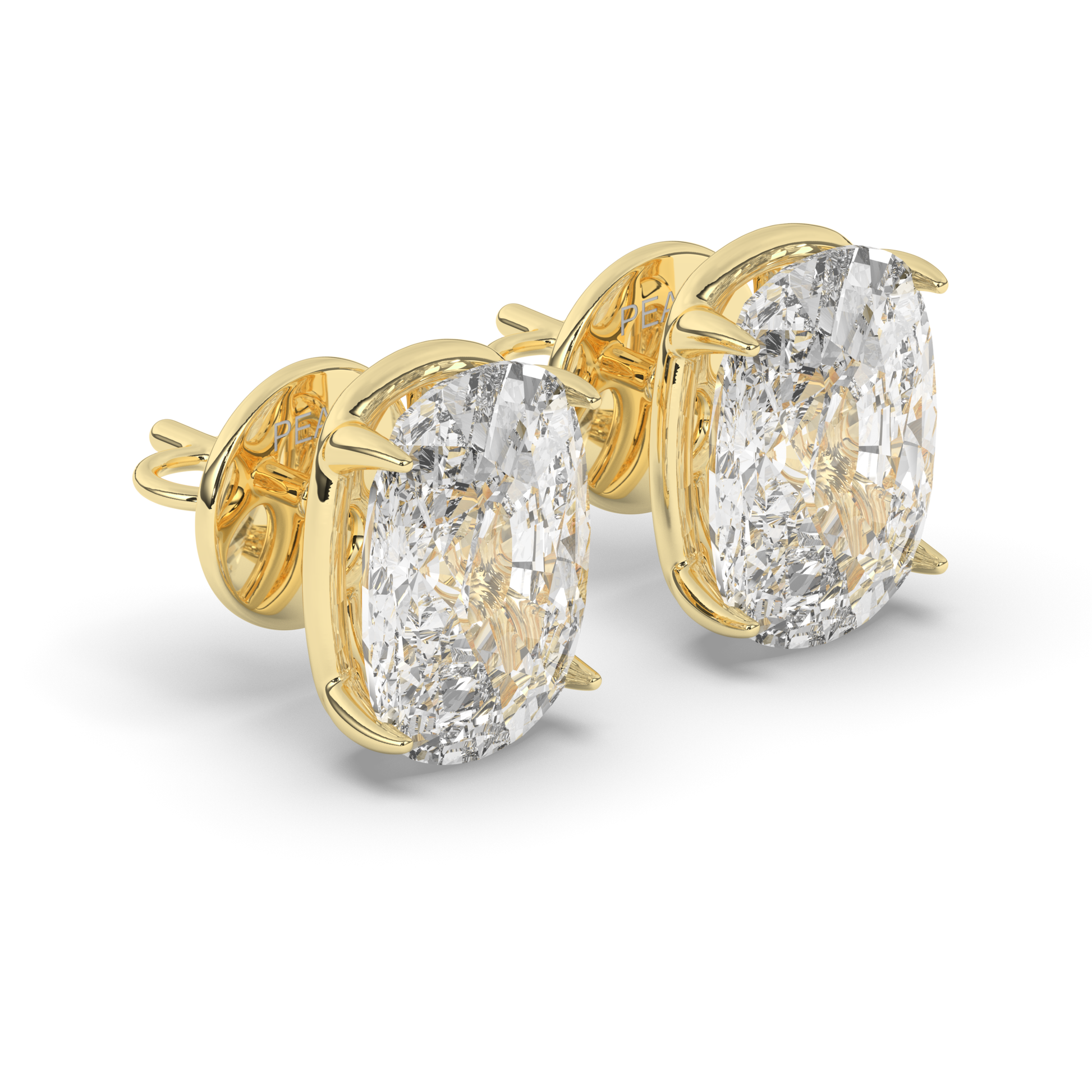 Refined Cushion Cut Lab-Grown Diamond Solitaire Stud Earrings - Pear Jewels