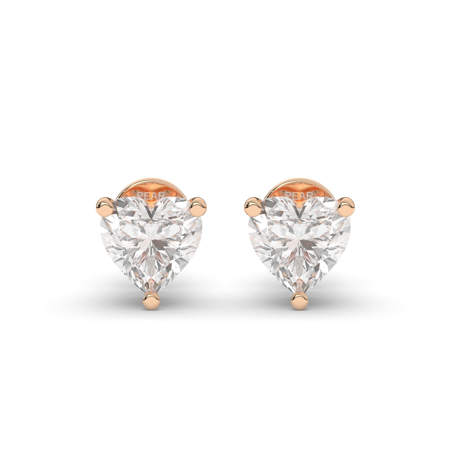 Romantic Heart-Shaped Lab-Grown Diamond Stud Earrings - Pear Jewels