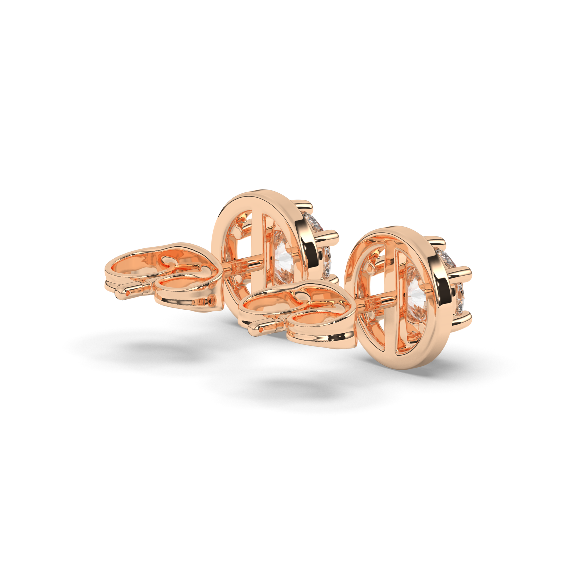 Rose Round Lab-Grown Diamond Stud Earrings - Pear Jewels