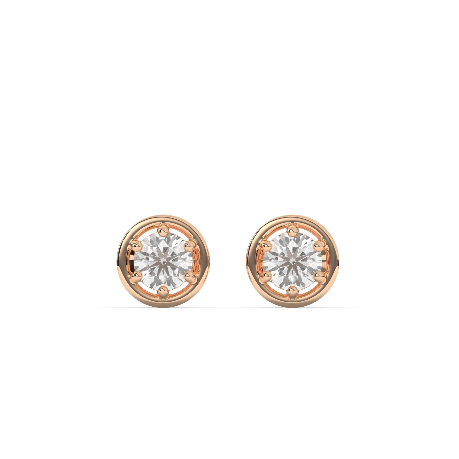 Rose Round Lab-Grown Diamond Stud Earrings - Pear Jewels