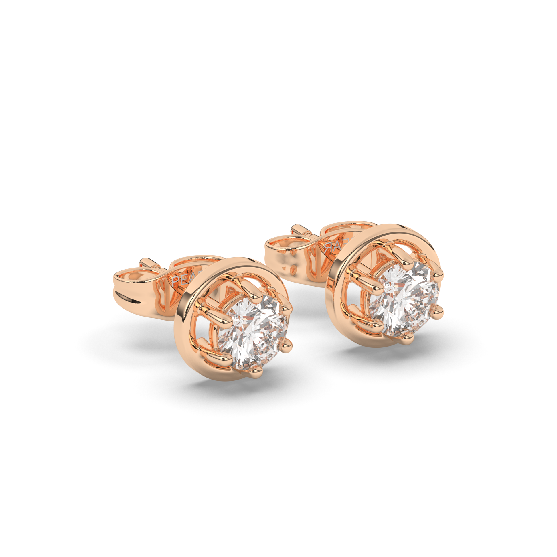 Rose Round Lab-Grown Diamond Stud Earrings - Pear Jewels